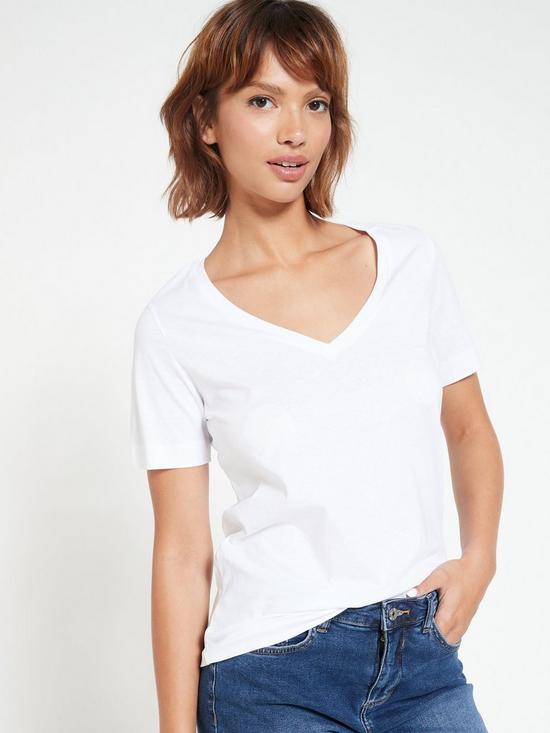 front image of everyday-the-essential-v-neck-t-shirt-white