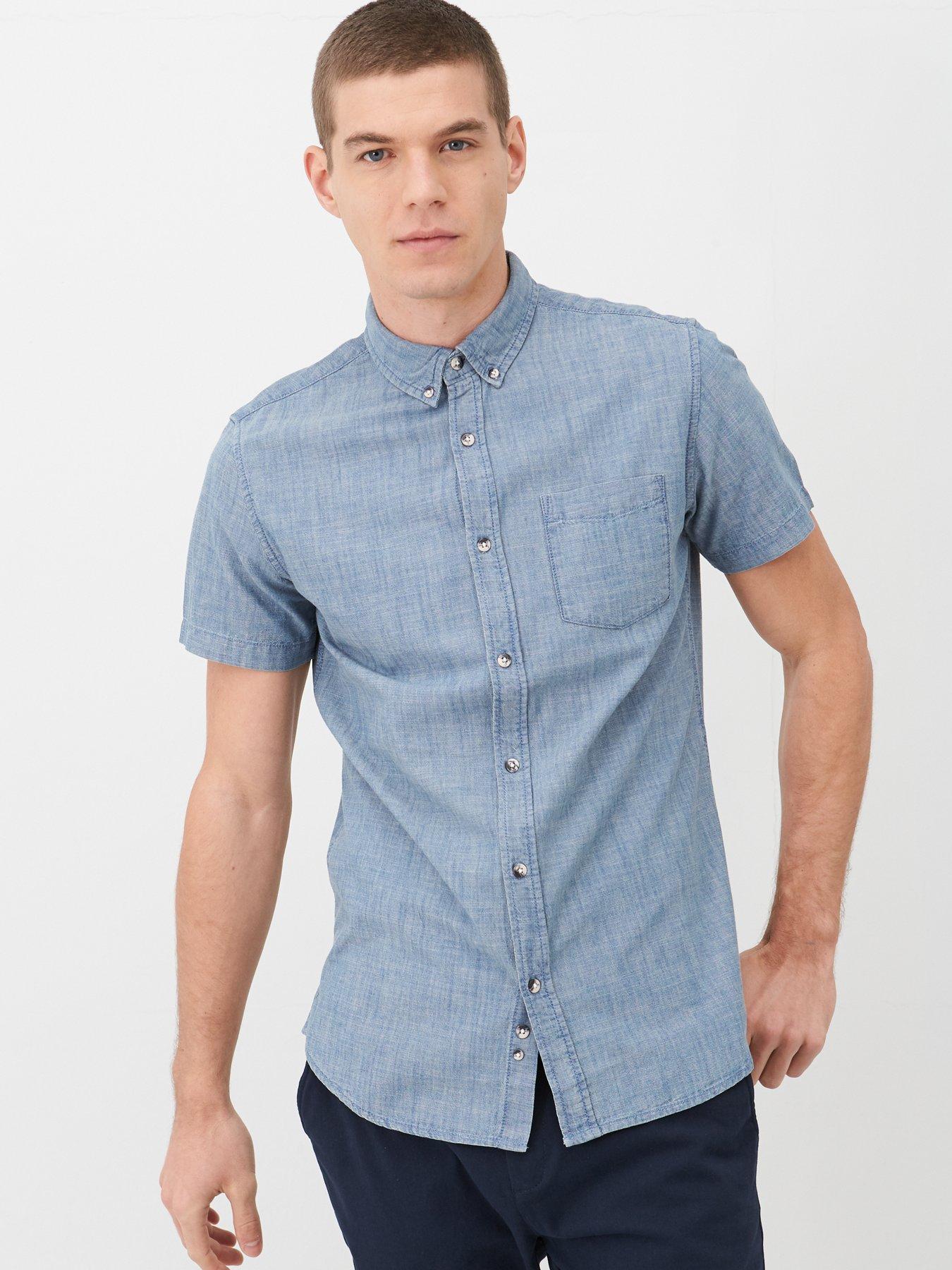 mens short sleeve denim shirt uk