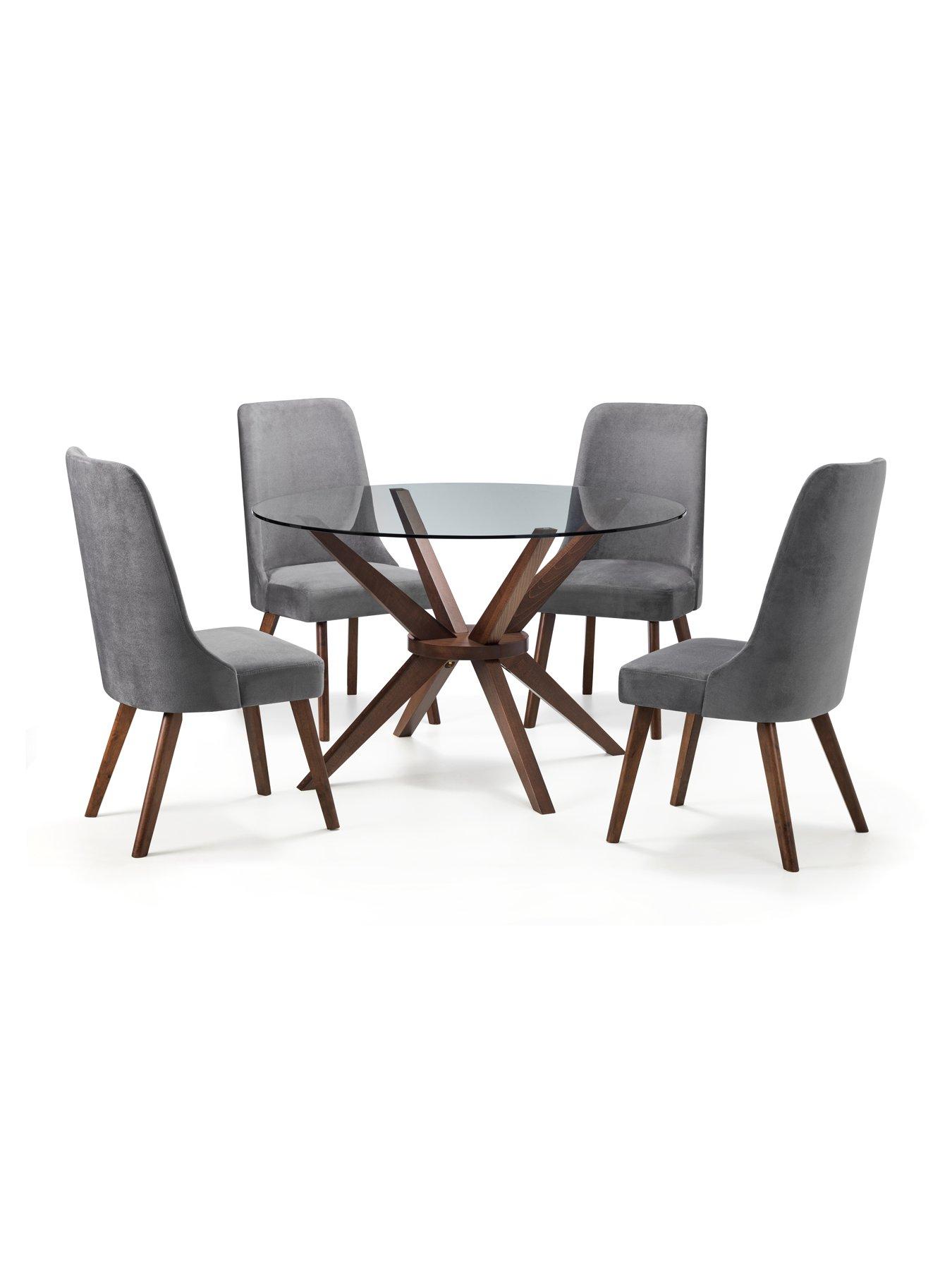 Product photograph of Julian Bowen Chelsea Large 120 Cm Glass Dining Table And 4 Huxley Chairs from very.co.uk