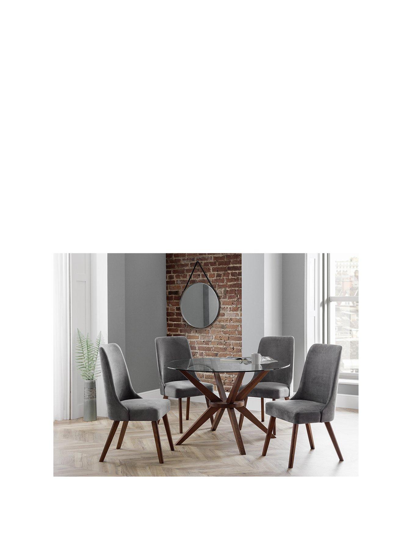 Product photograph of Julian Bowen Chelsea Large 120 Cm Glass Dining Table And 4 Huxley Chairs from very.co.uk
