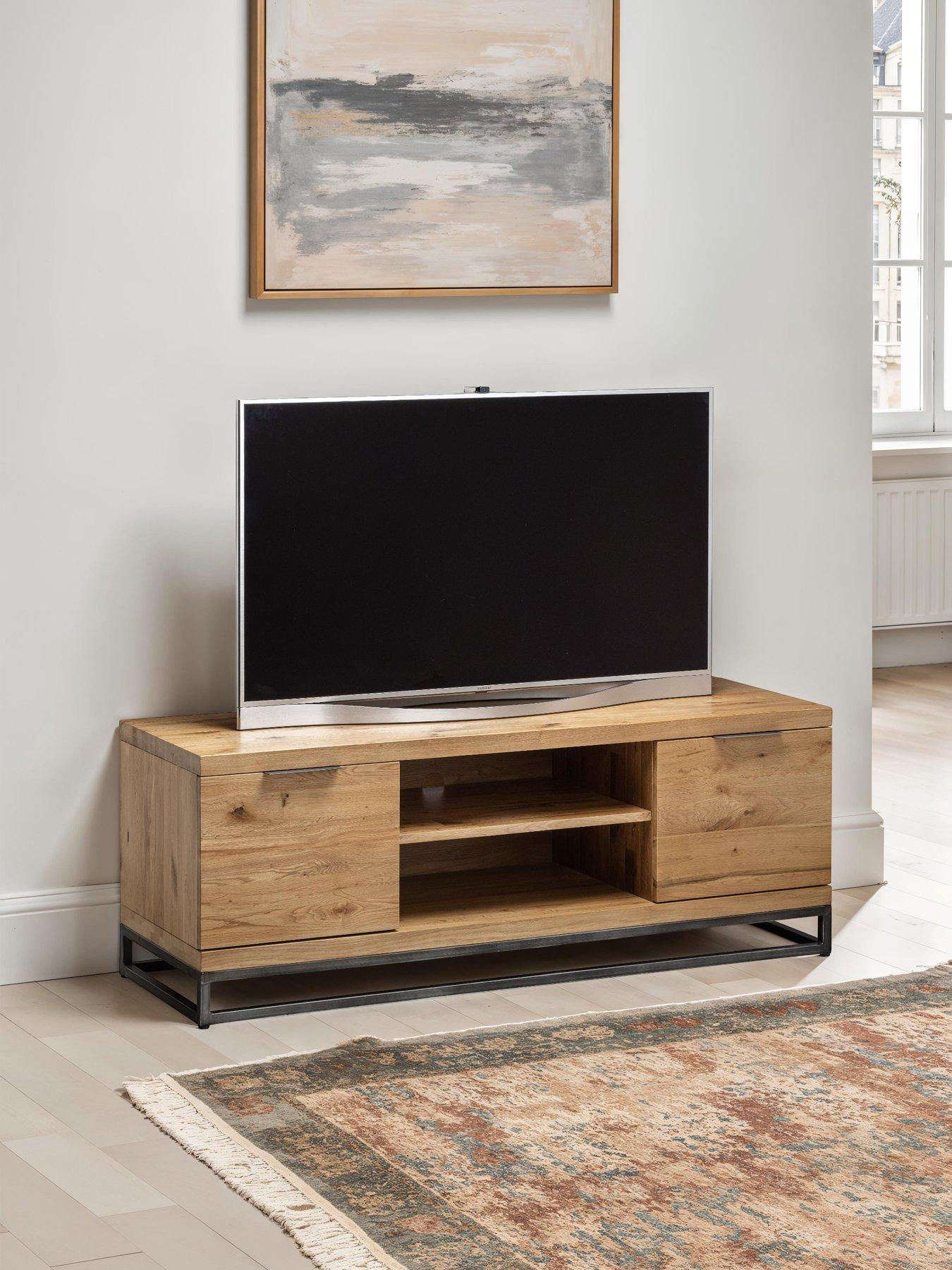 Julian Bowen Brooklyn Ready Assembled Solid Oak and Veneer TV Unit - Fits up to 56 inch TV