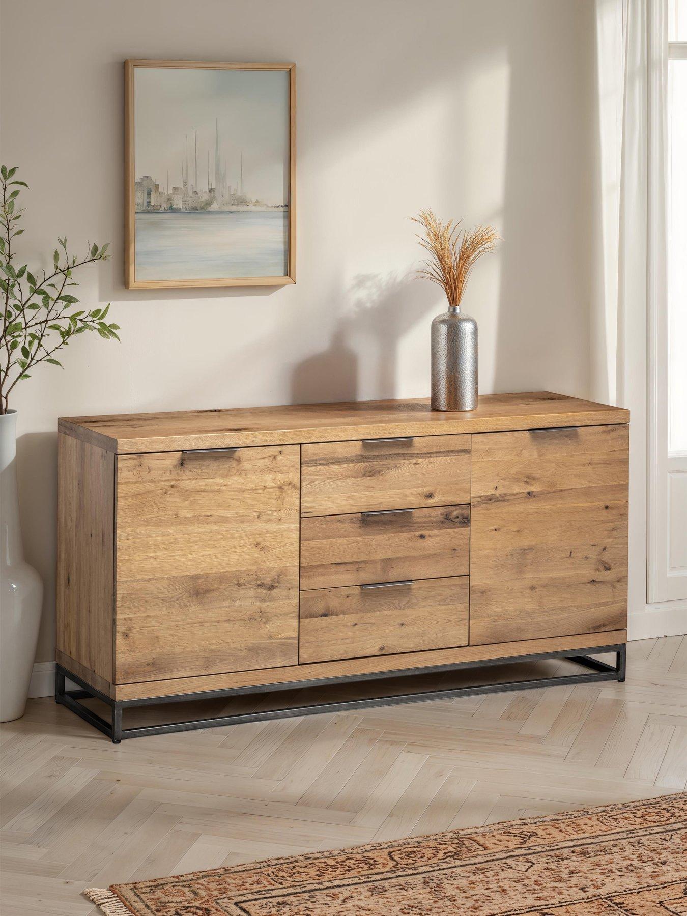 Julian Bowen Brooklyn Ready Assembled Solid Oak/Oak Veneer Sideboard