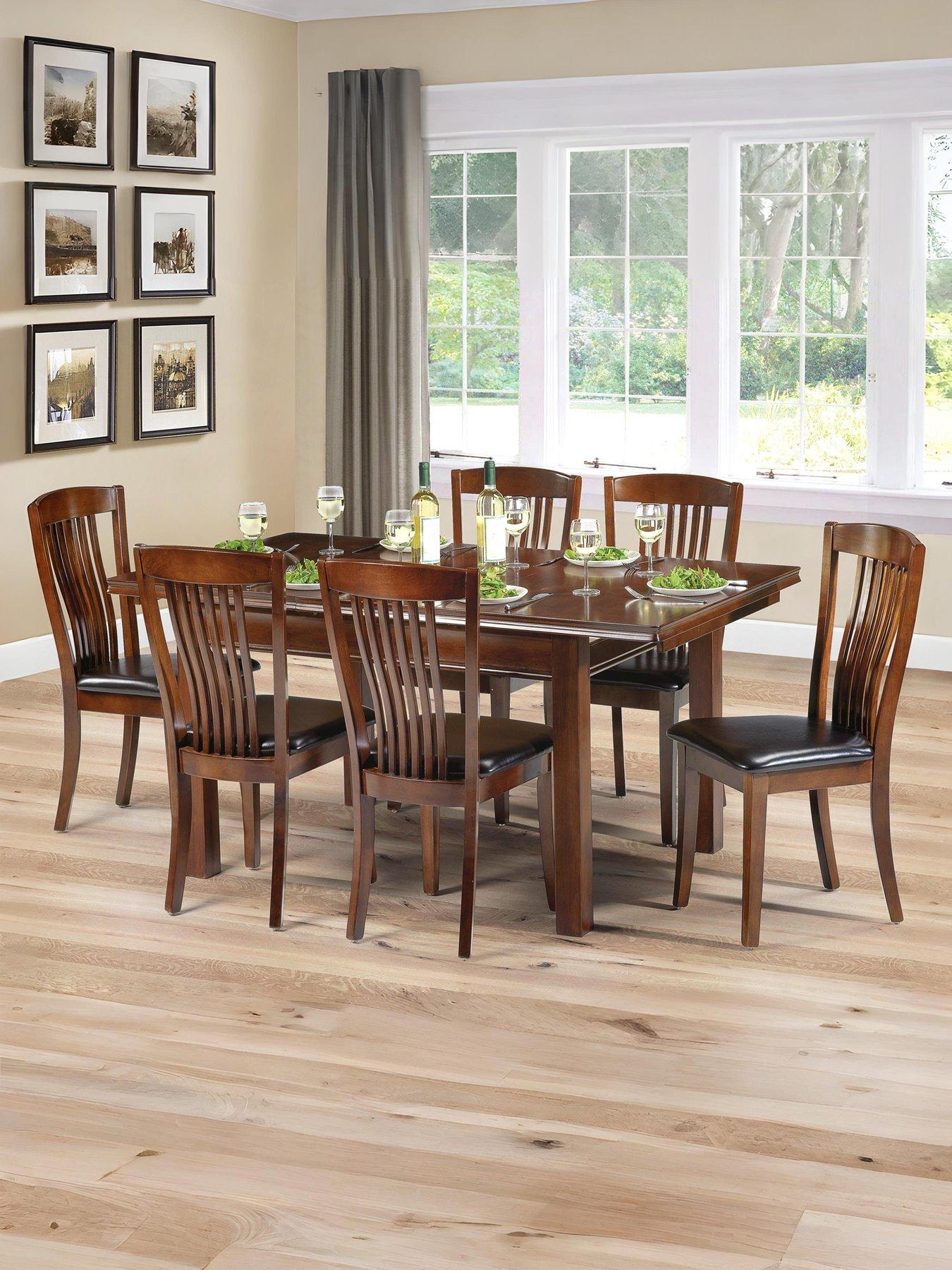 Product photograph of Julian Bowen Canterbury 120-160 Cm Extending Table And 6 Chairs from very.co.uk