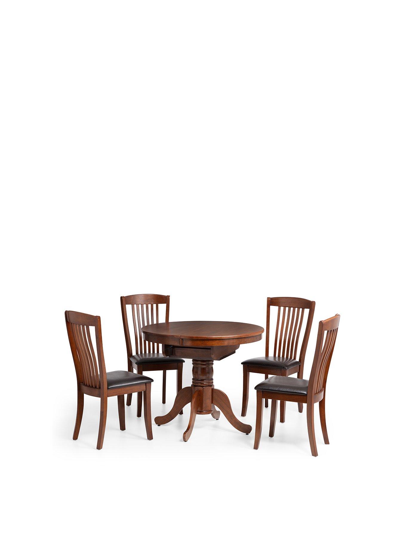 Product photograph of Julian Bowen Canterbury Round Oval 90-120 Cm Extending Dining Table And 4 Chairs from very.co.uk