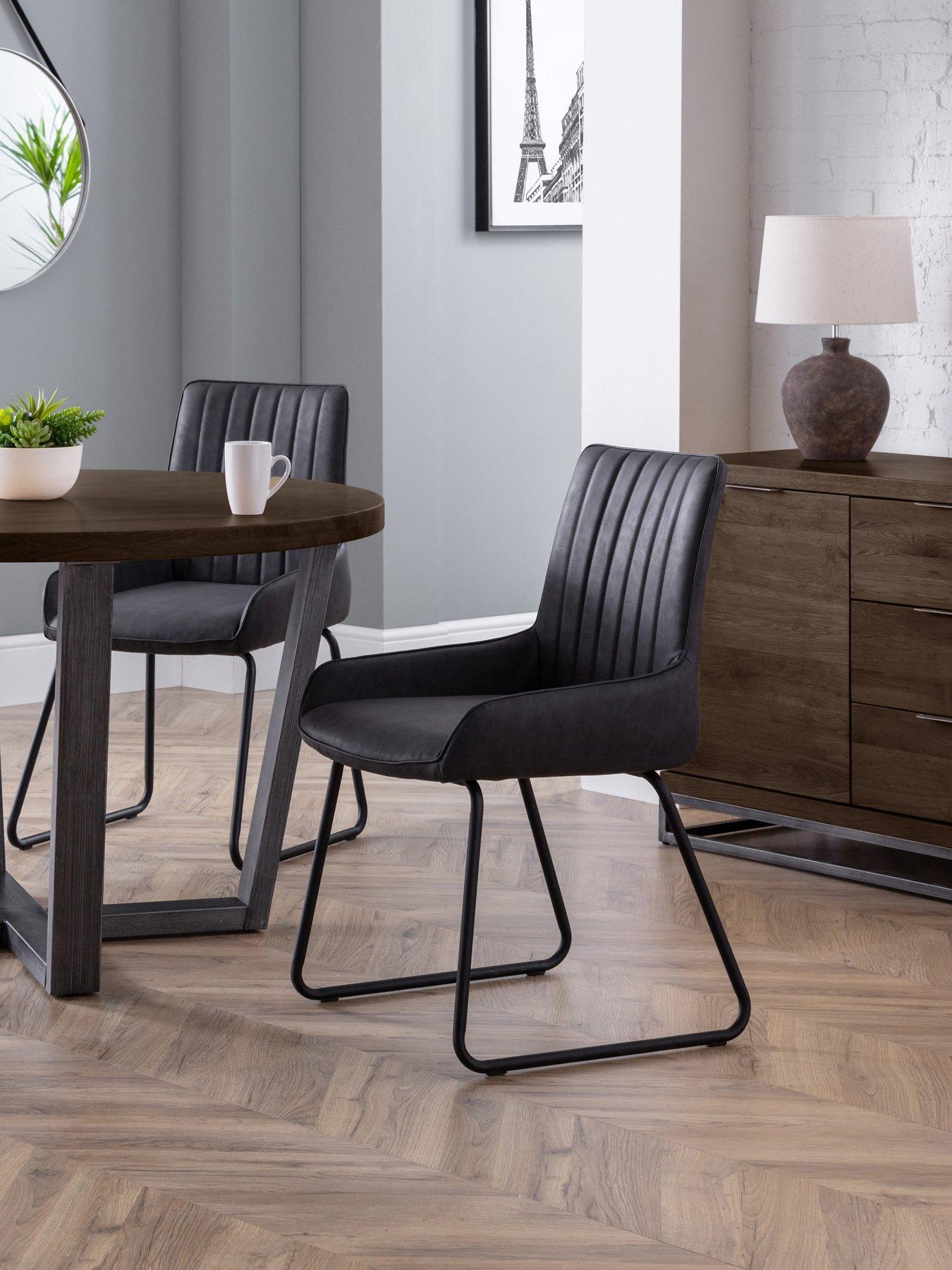Julian Bowen Pair of Soho Faux Leather and Metal Dining Chairs Very