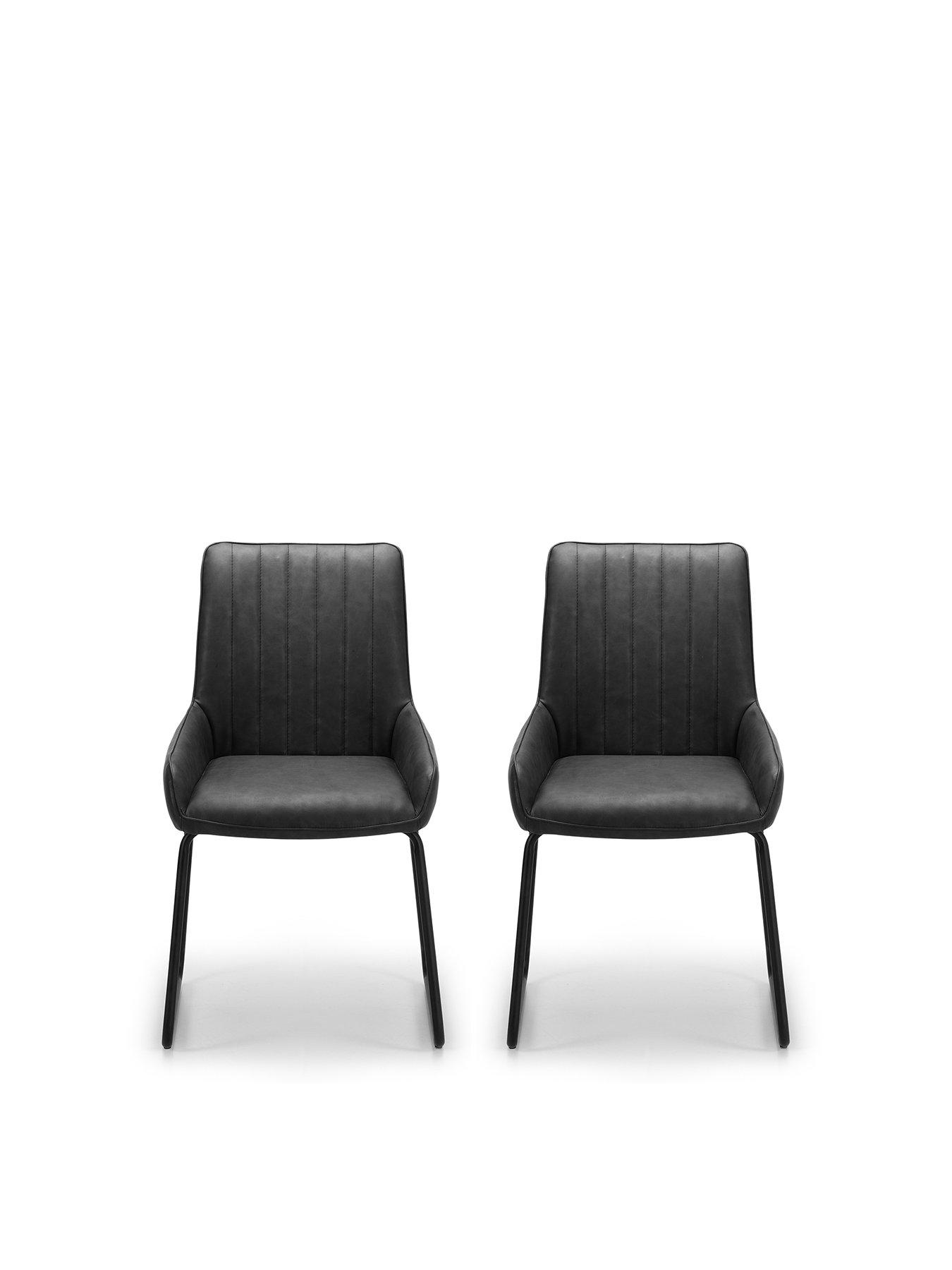Product photograph of Julian Bowen Pair Of Soho Faux Leather And Metal Dining Chairs from very.co.uk