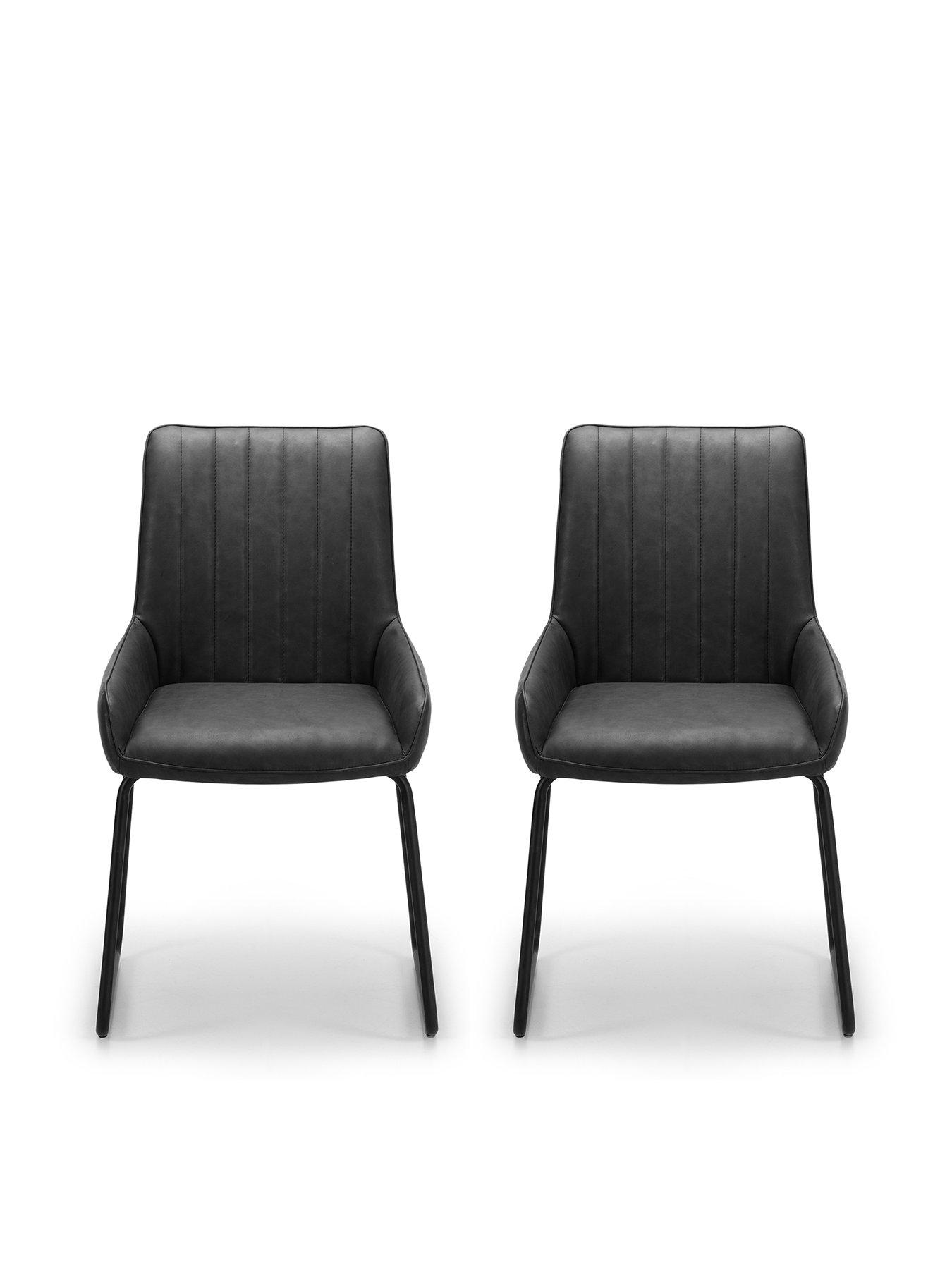 Image 2 of 5 of Julian Bowen Pair of Soho Faux Leather and Metal Dining Chairs