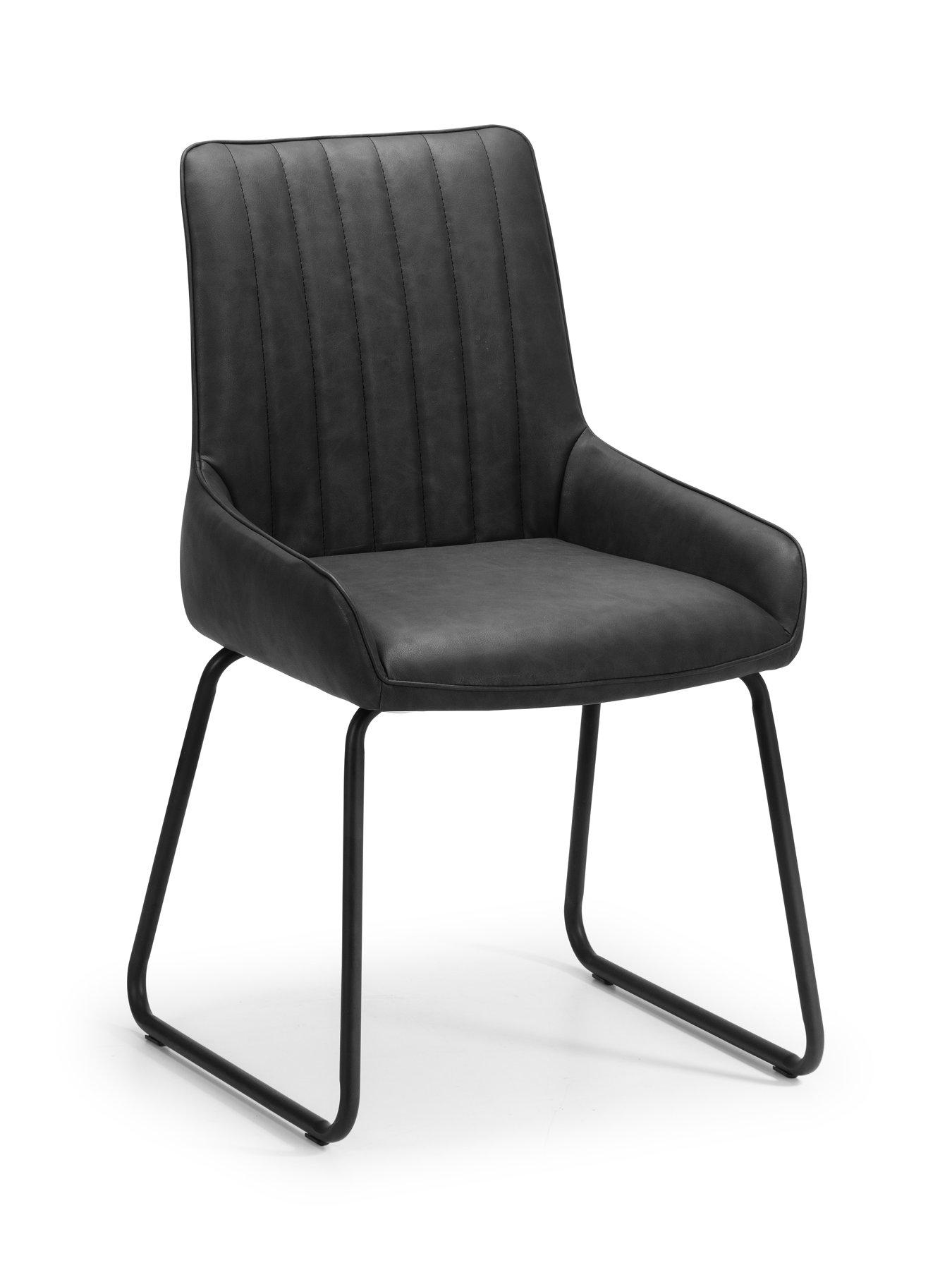Image 3 of 5 of Julian Bowen Pair of Soho Faux Leather and Metal Dining Chairs