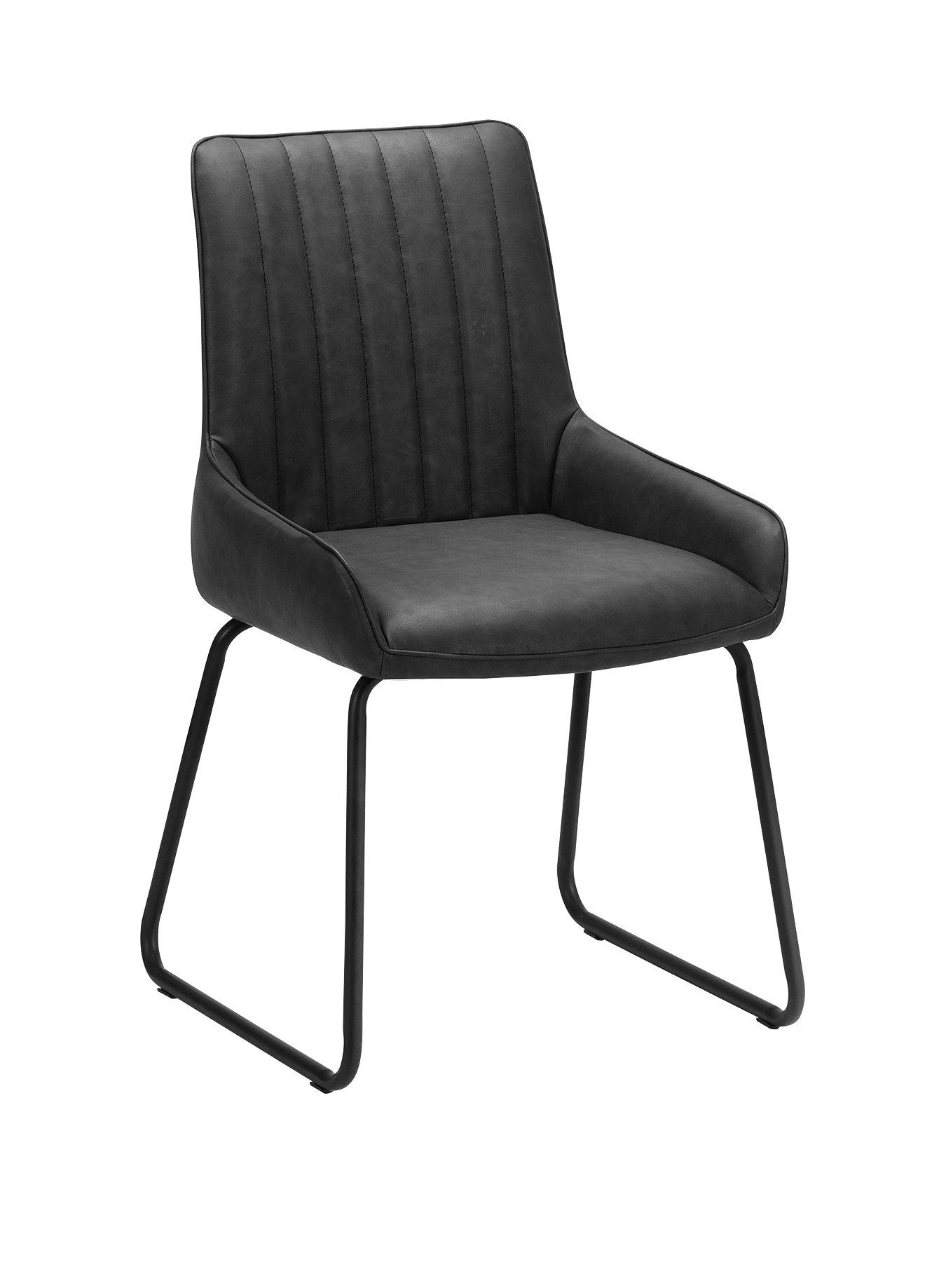 Image 3 of 5 of Julian Bowen Pair of Soho Faux Leather and Metal Dining Chairs