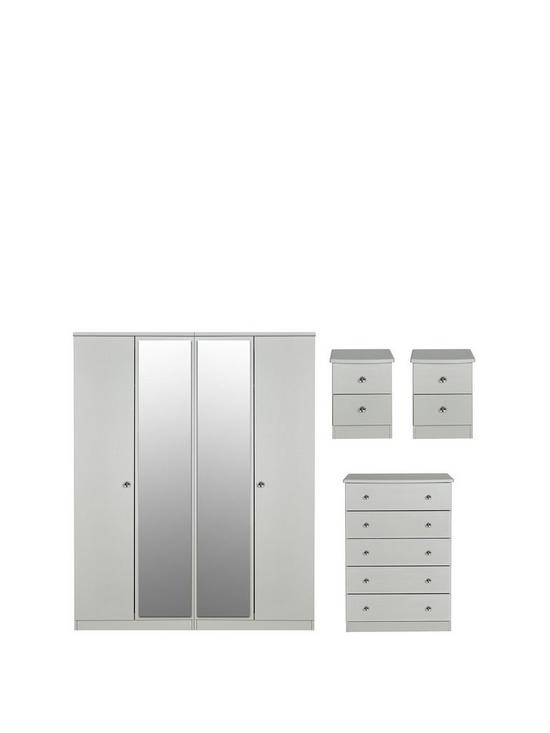 front image of swift-verve-partnbspassembled-4-piece-package-4-door-mirrored-wardrobe-5-drawer-chest-and-2-bedside-chestsnbsp--fscreg-certified