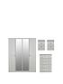  image of swift-verve-partnbspassembled-4-piece-package-4-door-mirrored-wardrobe-5-drawer-chest-and-2-bedside-chestsnbsp--fscreg-certified