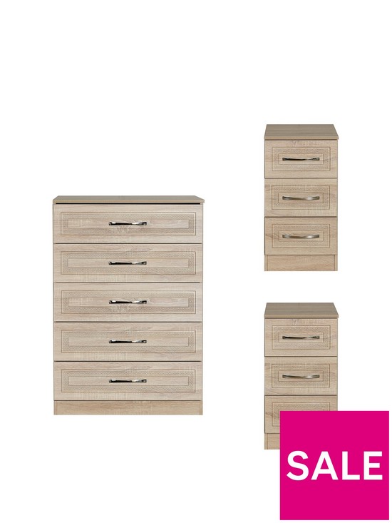 front image of swift-winchester-ready-assembled-3-piece-package-5-drawer-chest-and-2-bedside-chests