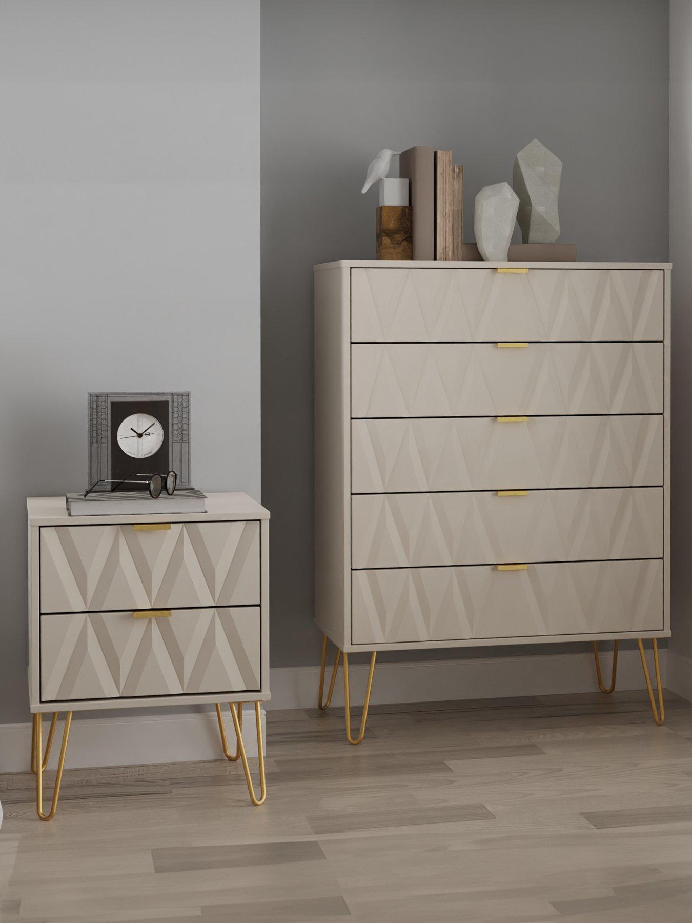 SWIFT Versailles Ready Assembled 3 Piece Package - 5 Drawer Chest and 2 Bedside Chests - FSC® Certified