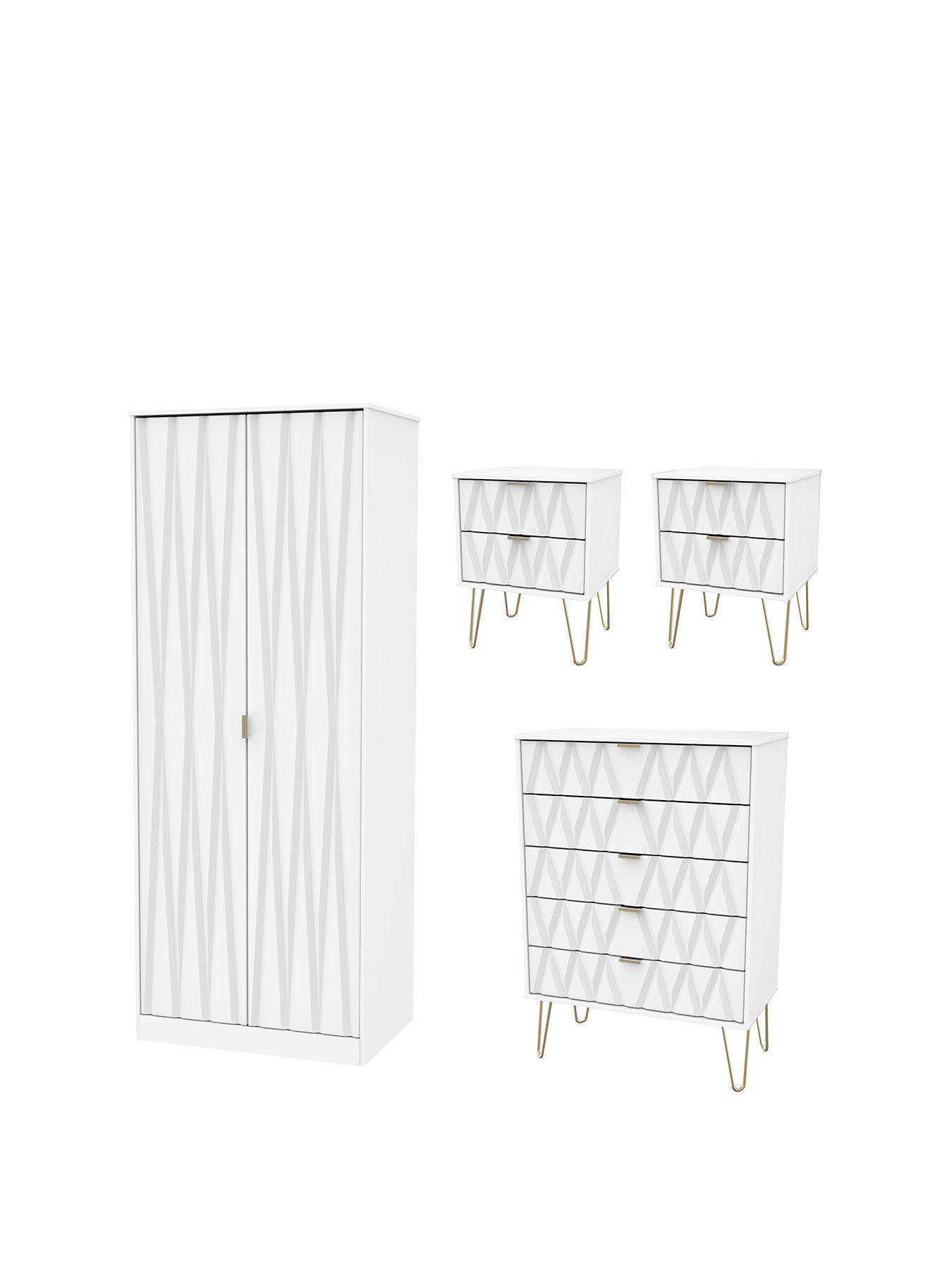 Image 3 of 8 of SWIFT Versailles Ready Assembled 4 Piece Package - 2 Door Wardrobe, 5 Drawer Chest and 2 Bedside Chests&nbsp;- FSC&reg; Certified