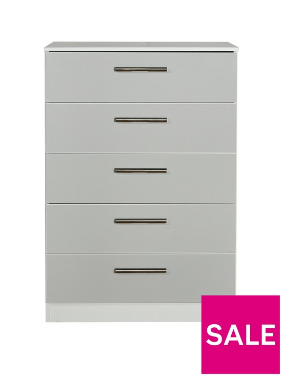 front image of swift-montreal-gloss-ready-assembled-5-drawer-chest