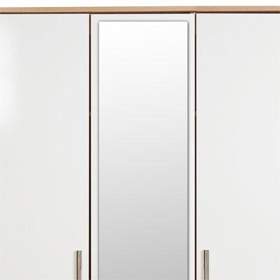 SWIFT Montreal Ready Assembled 4 Piece Package - 3 Door Mirrored Wardrobe, 5 Drawer Chest and 2 Bedside Chests - FSC® Certified