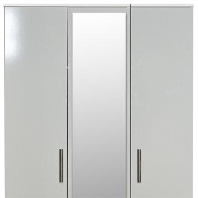 SWIFT Montreal Ready Assembled 4 Piece Package - 3 Door Mirrored Wardrobe, 5 Drawer Chest and 2 Bedside Chests - FSC® Certified