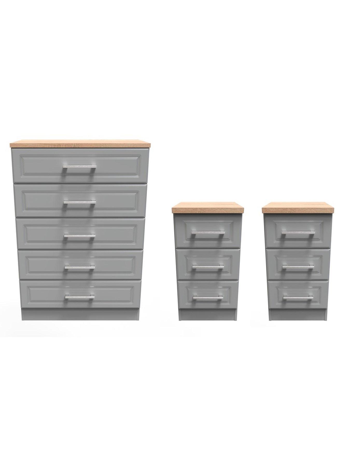 SWIFT Regent Ready Assembled 3 Piece Package - 5 Drawer Chest and 2 Bedside Chests - FSC® Certified