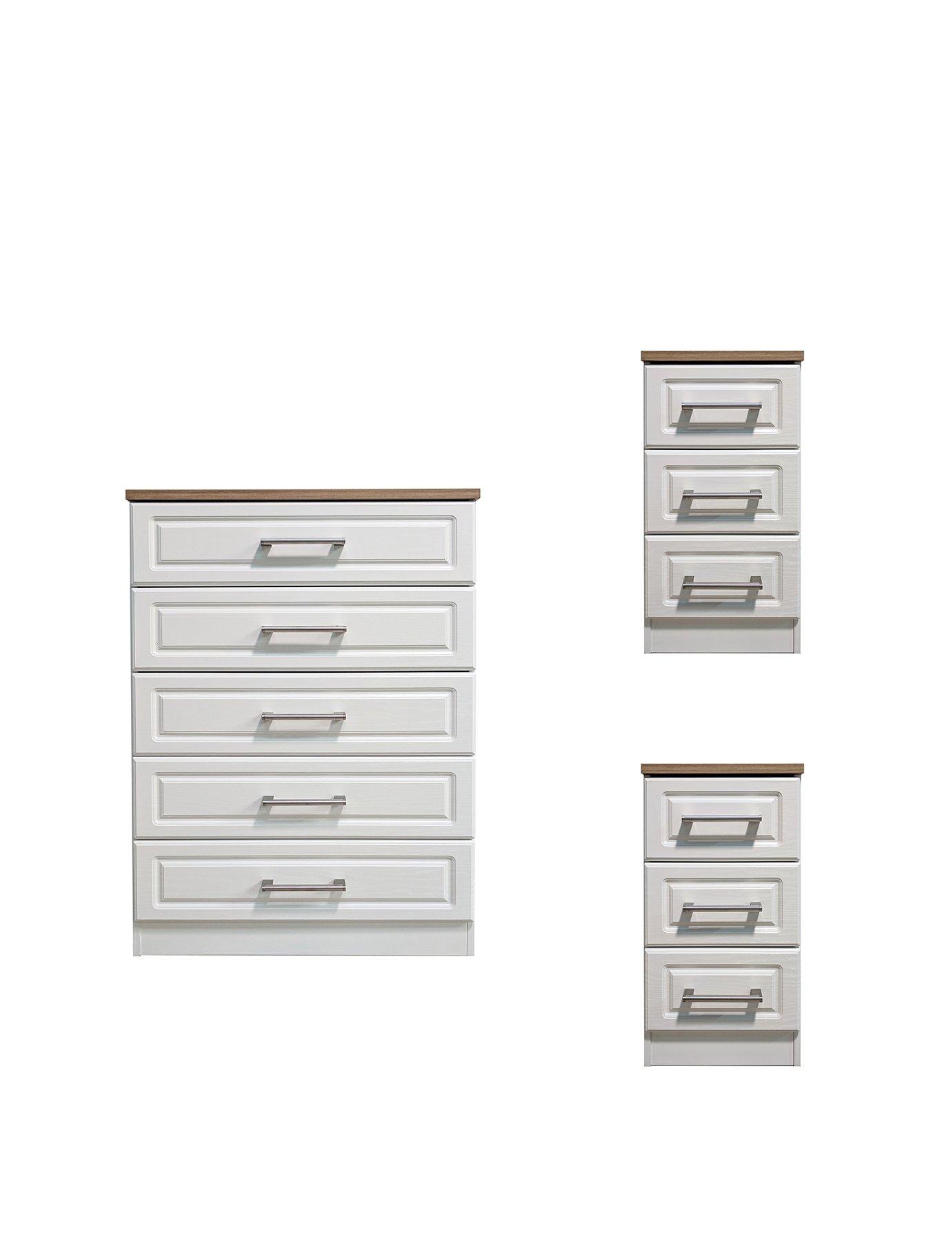 Product photograph of Swift Regent Ready Assembled 3 Piece Package - 5 Drawer Chest And 2 Bedside Chests from very.co.uk