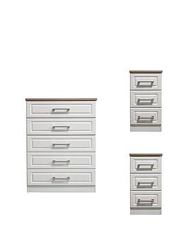 Product photograph of Swift Regent Ready Assembled 3 Piece Package - 5 Drawer Chest And 2 Bedside Chests - Fsc Reg Certified from very.co.uk