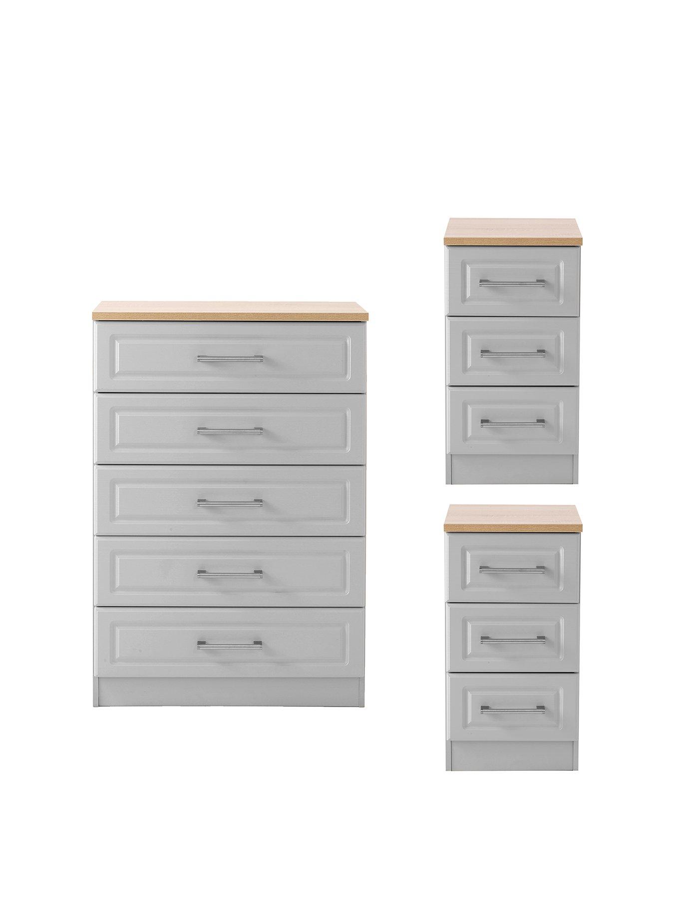 SWIFT Regent Ready Assembled 3 Piece Package - 5 Drawer Chest and 2 Bedside Chests - FSC® Certified