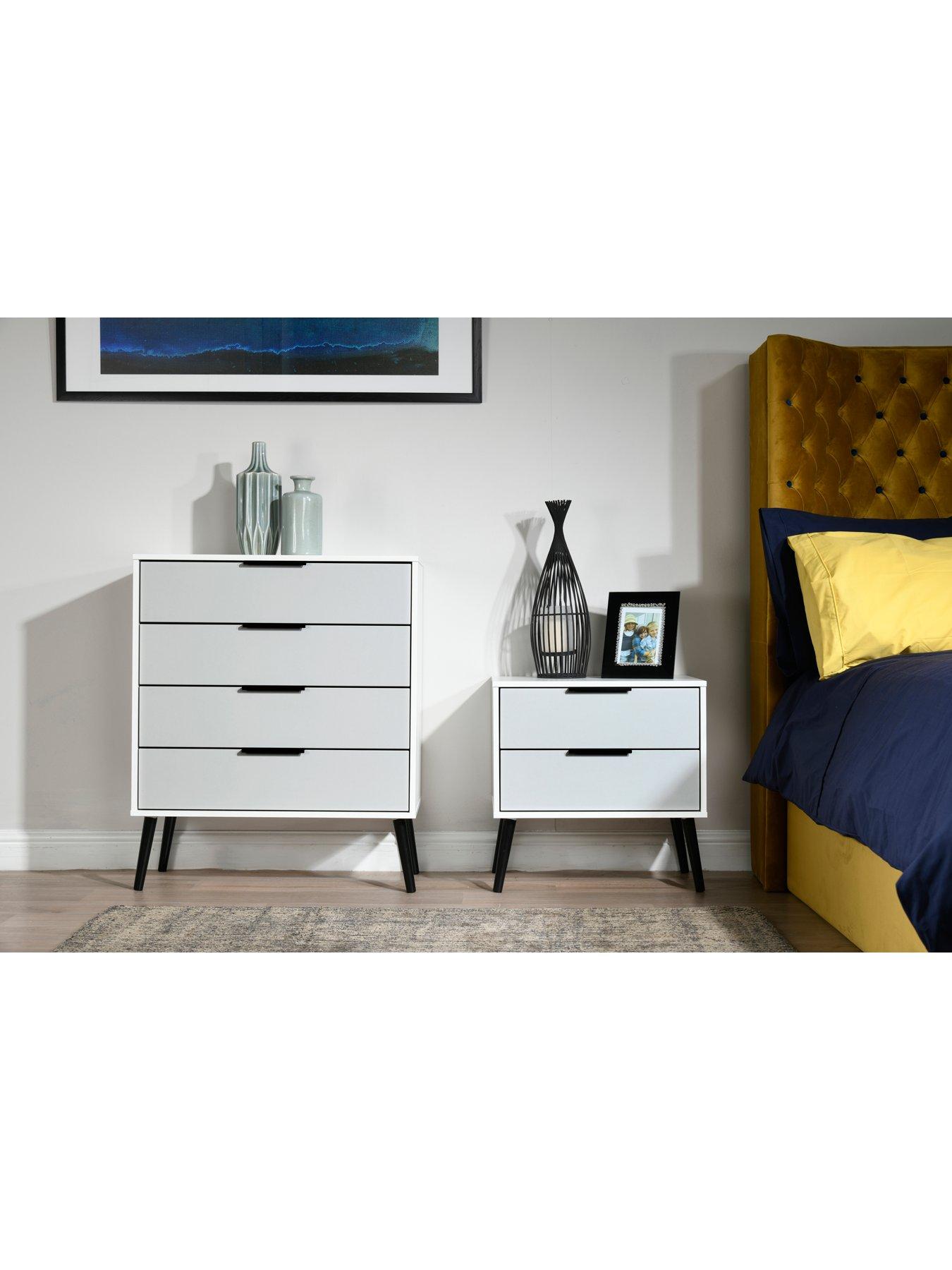 Copenhagen 4 Piece Ready Assembled Package 4 Door Wardrobe 5 Drawer Chest And 2 Bedside Chests