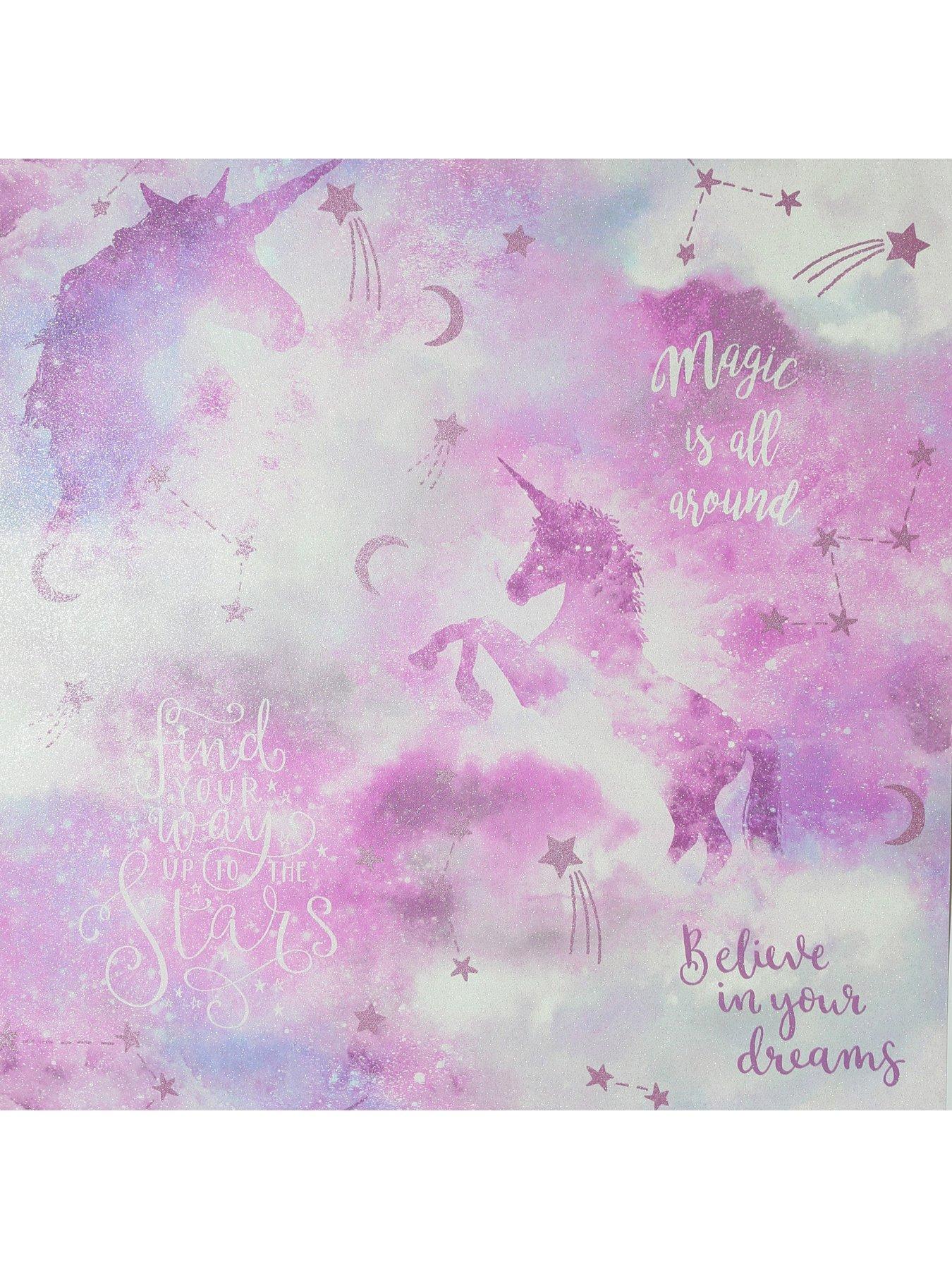 Product photograph of Arthouse Glitter Galaxy Unicorn Wallpaper from very.co.uk