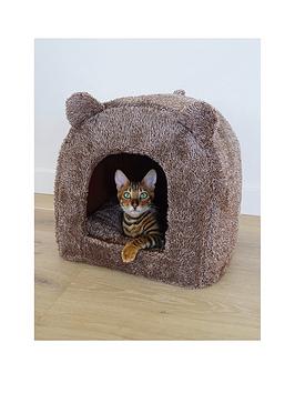 Product photograph of Rosewood Brown Teddy Bear Cat Bed from very.co.uk