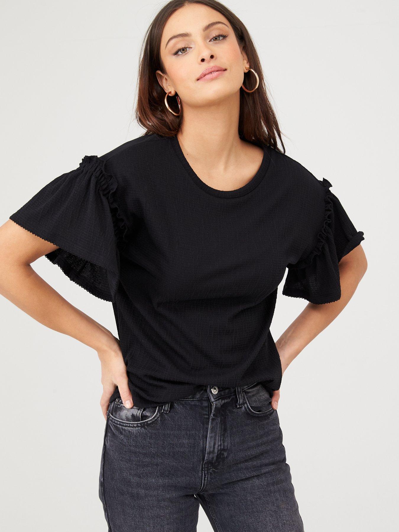 V By Very Textured Frill Sleeve T-Shirt review