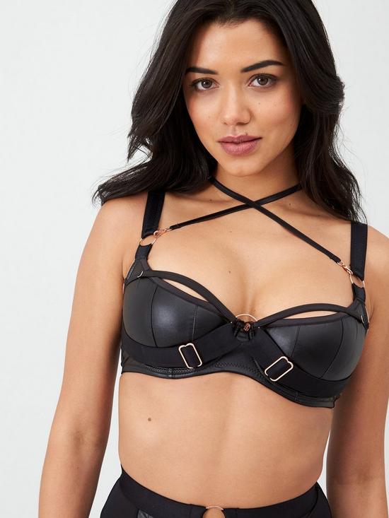 stillFront image of curvy-kate-scantilly-harnessed-half-cup-bra-black