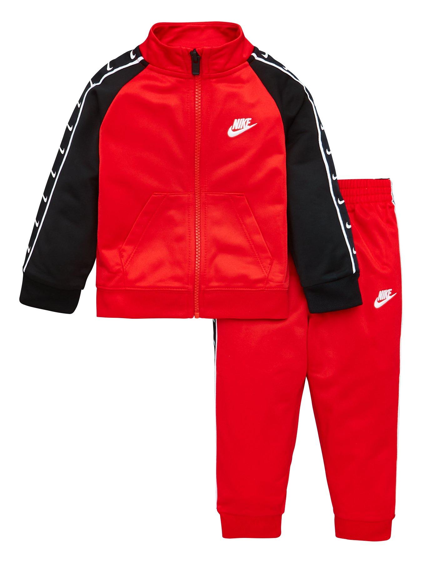 Nike Sportswear Toddler Boys Swoosh Taped Tricot Tracksuit - Red/Black ...