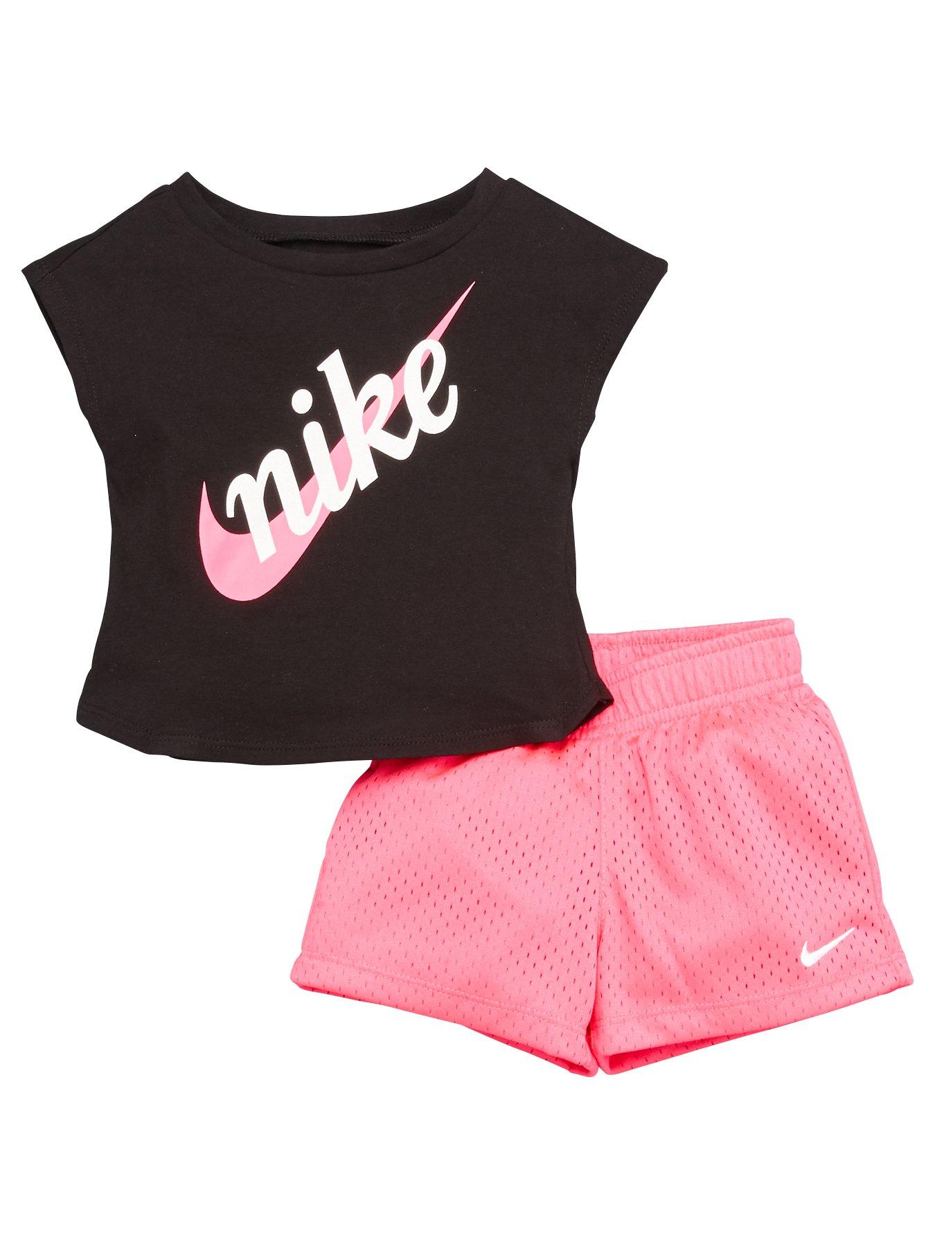 pink nike short set