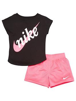 Nike Sportswear Younger Girls Script Futura Shorts Set - Pink, Size 3-4 Years