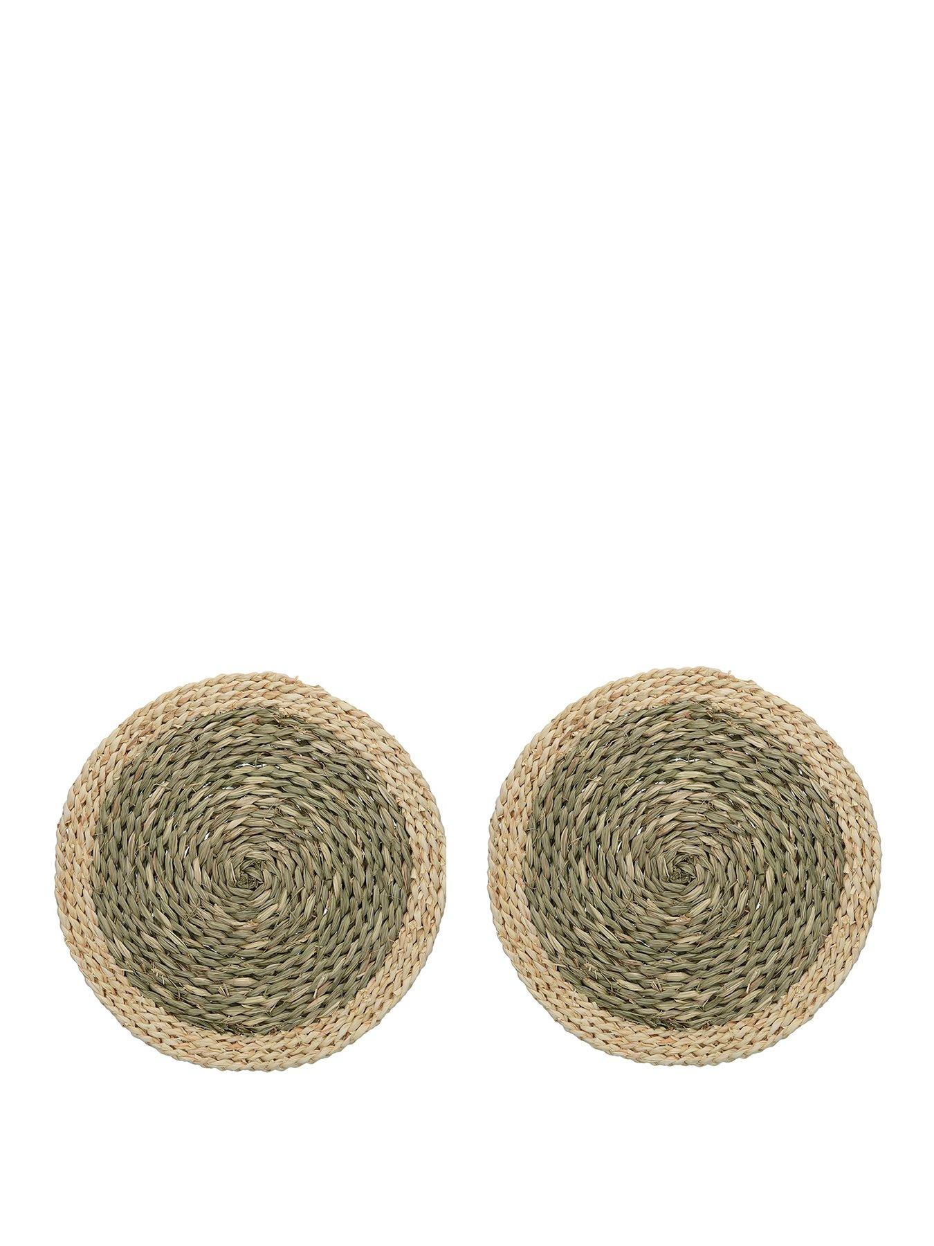 Creative Tops Naturals Woven Grass Placemats In Green &Ndash; Set Of 2 review