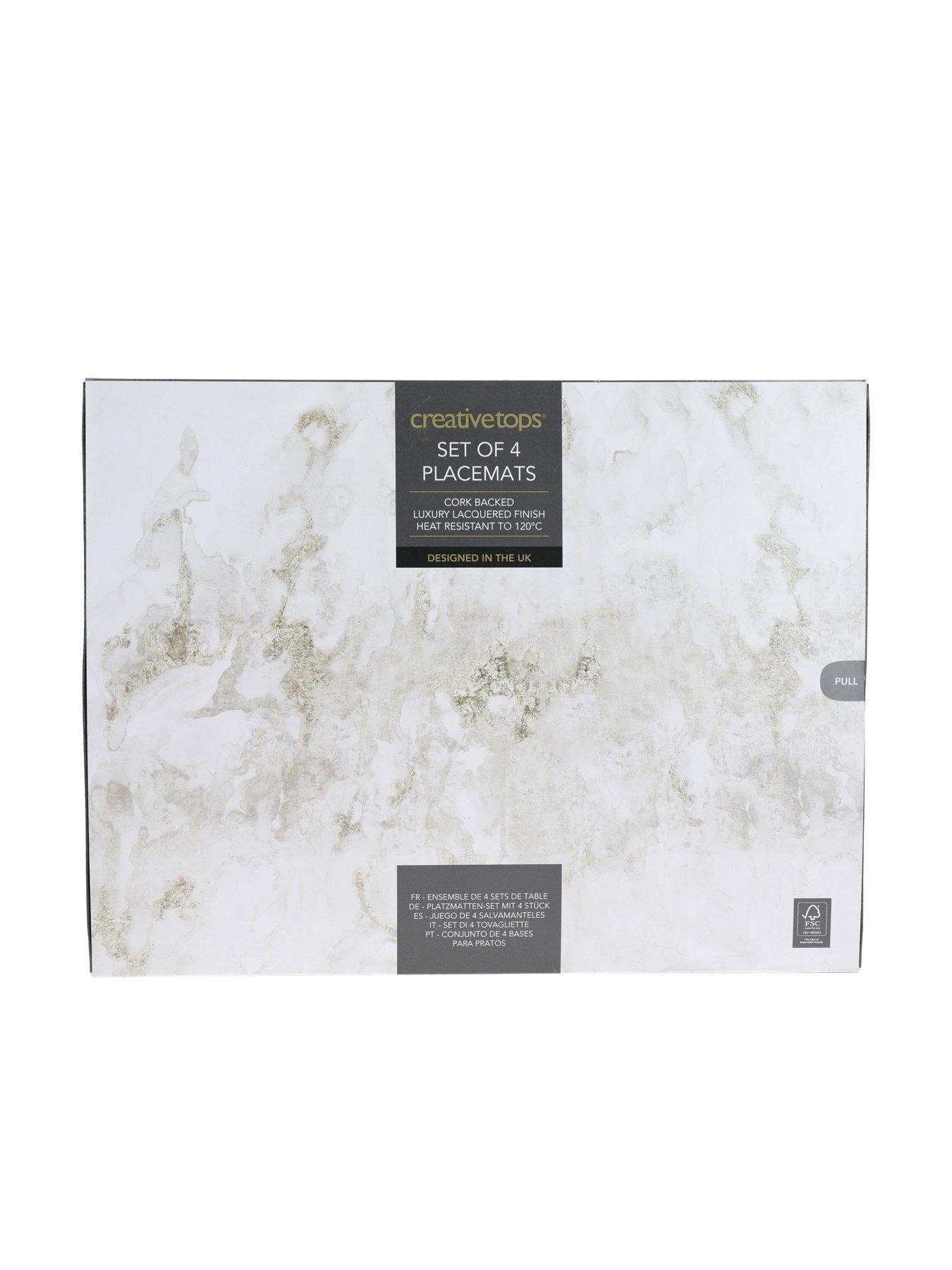 Image 4 of 6 of Creative Tops Set of 4 Premium Placemats, Navy Marble Effect