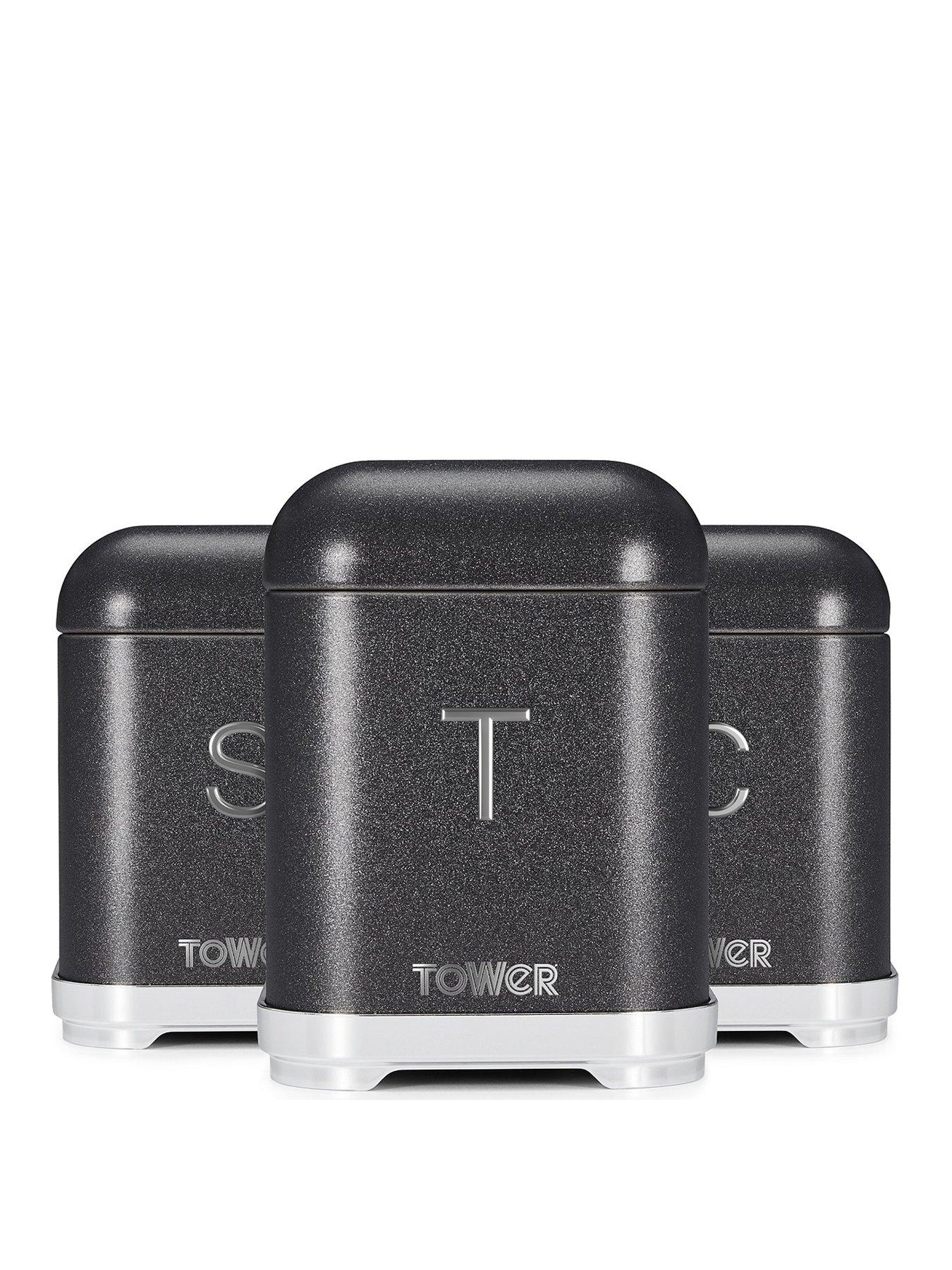 Tower Glitz Storage Canisters in Noir Set of 3 very.co.uk