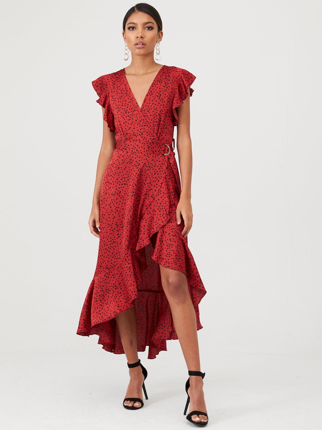 red spotty midi dress