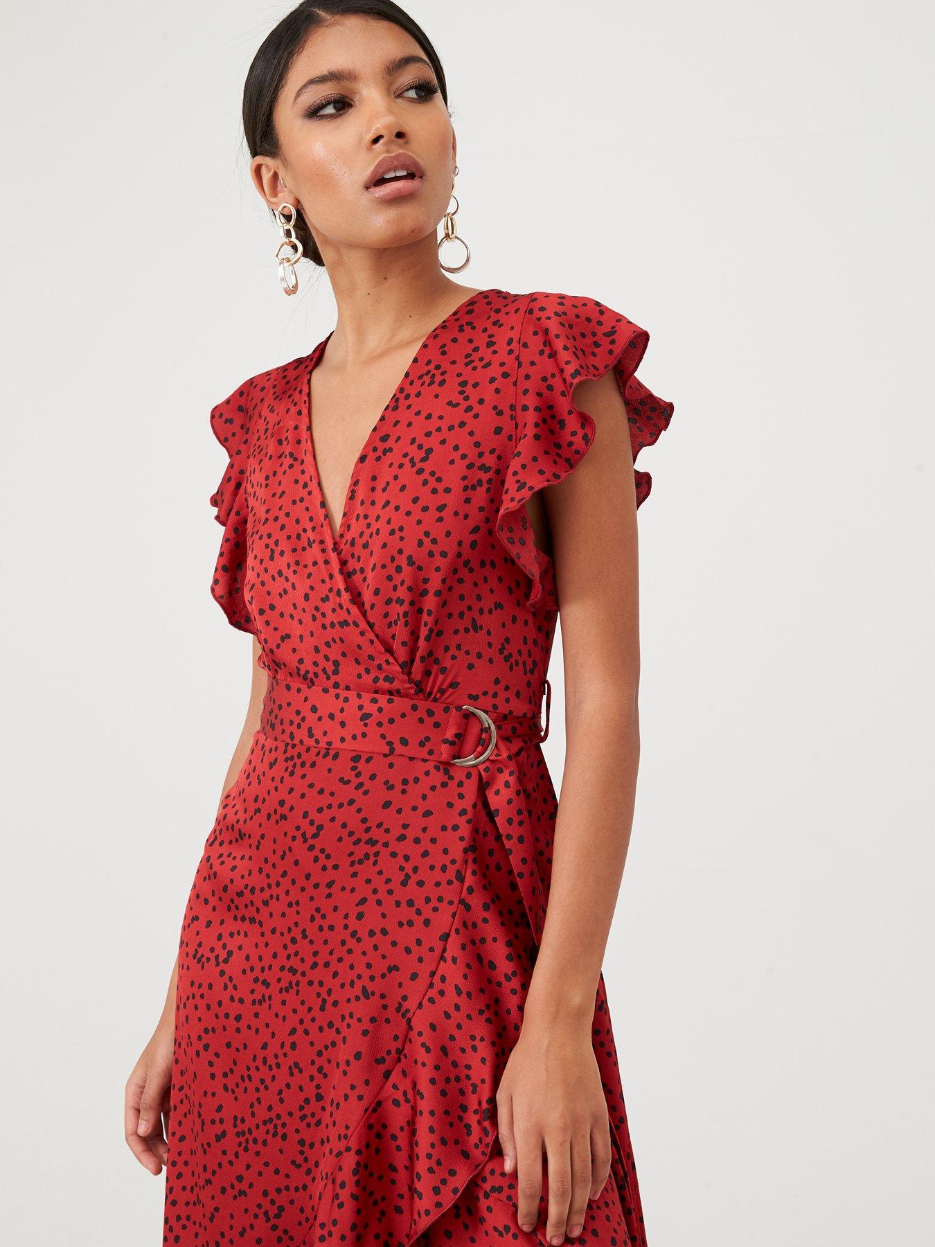 ax paris red frill dress