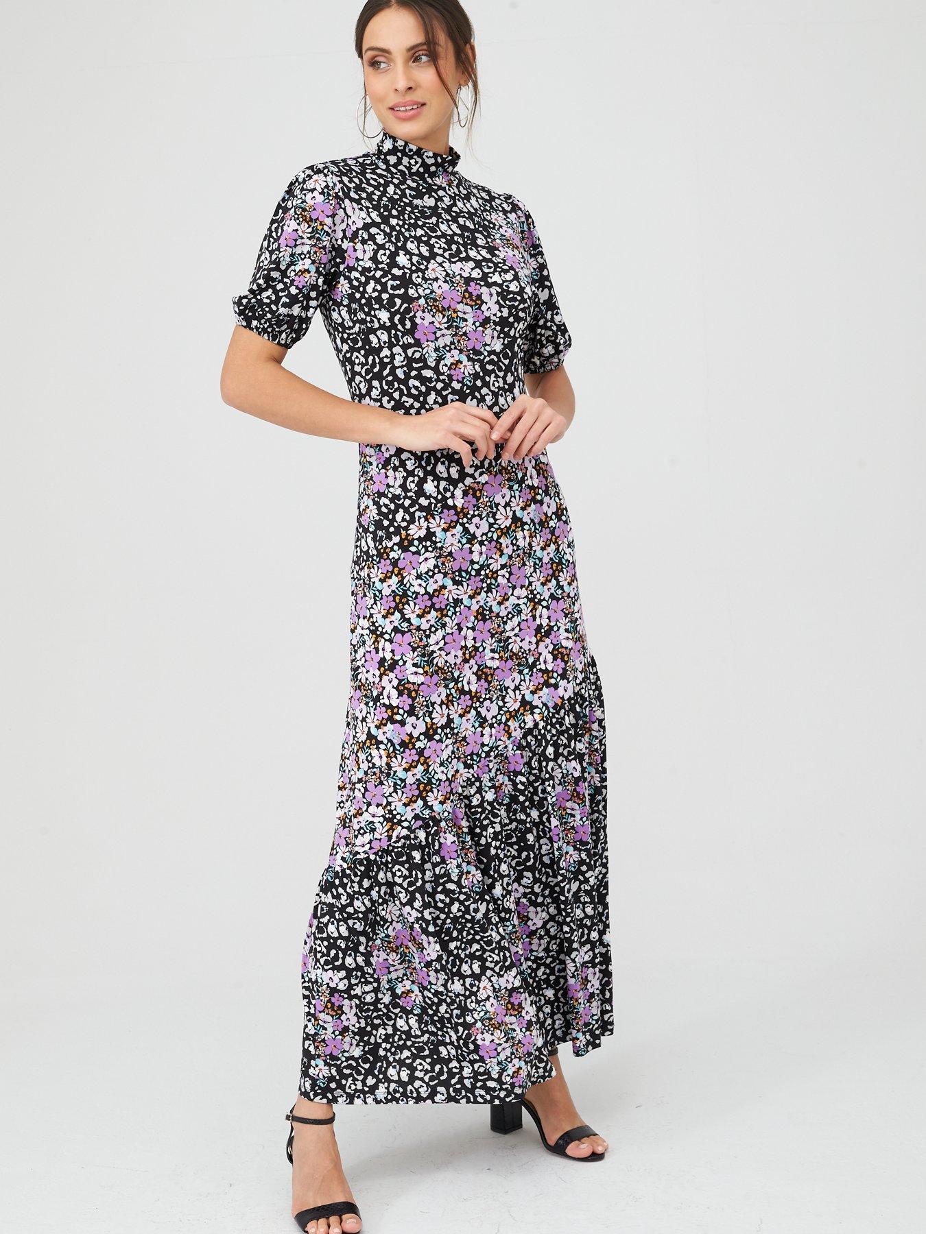 v by very mixed print midi dress