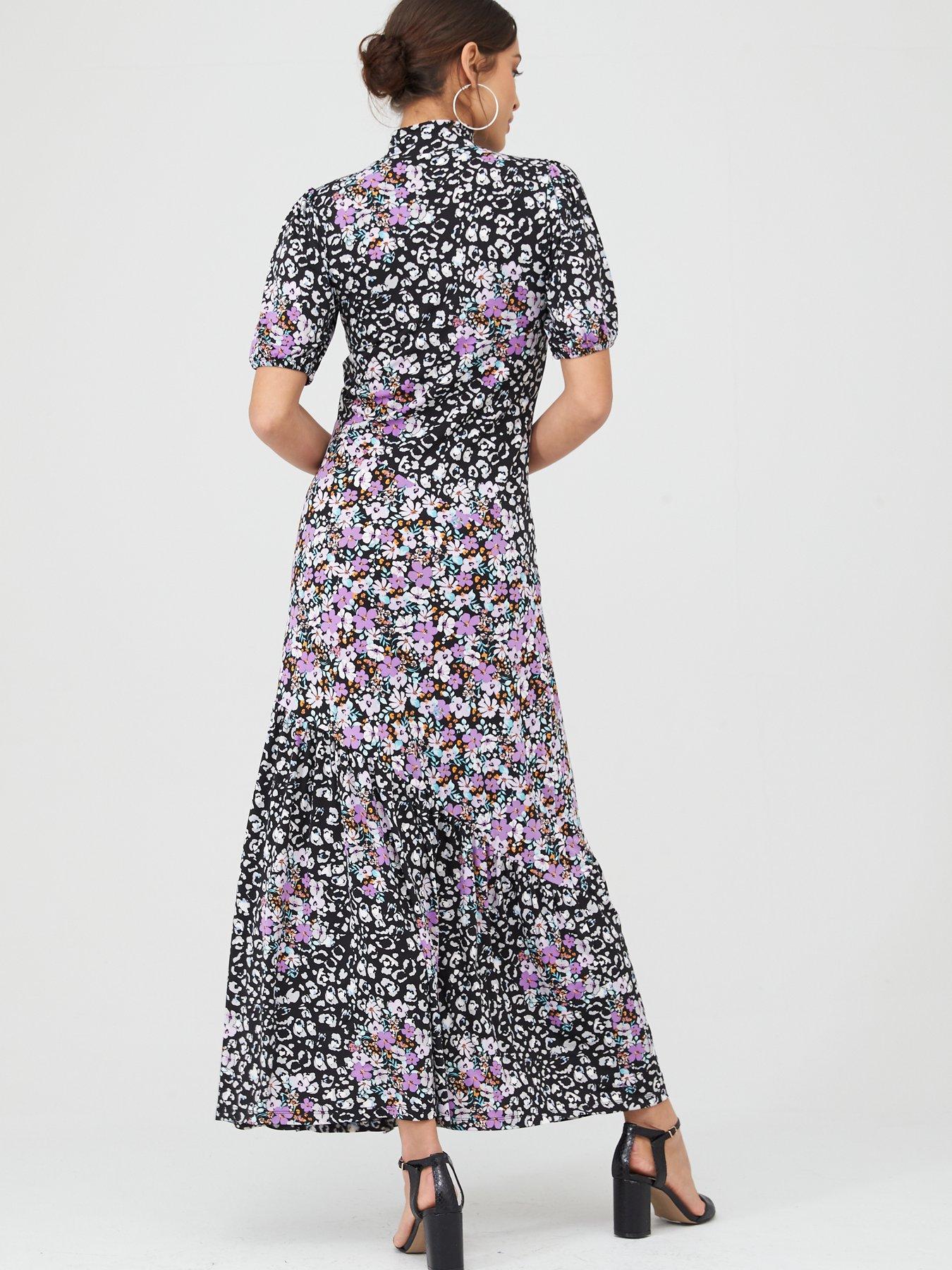 v by very mixed print midi dress