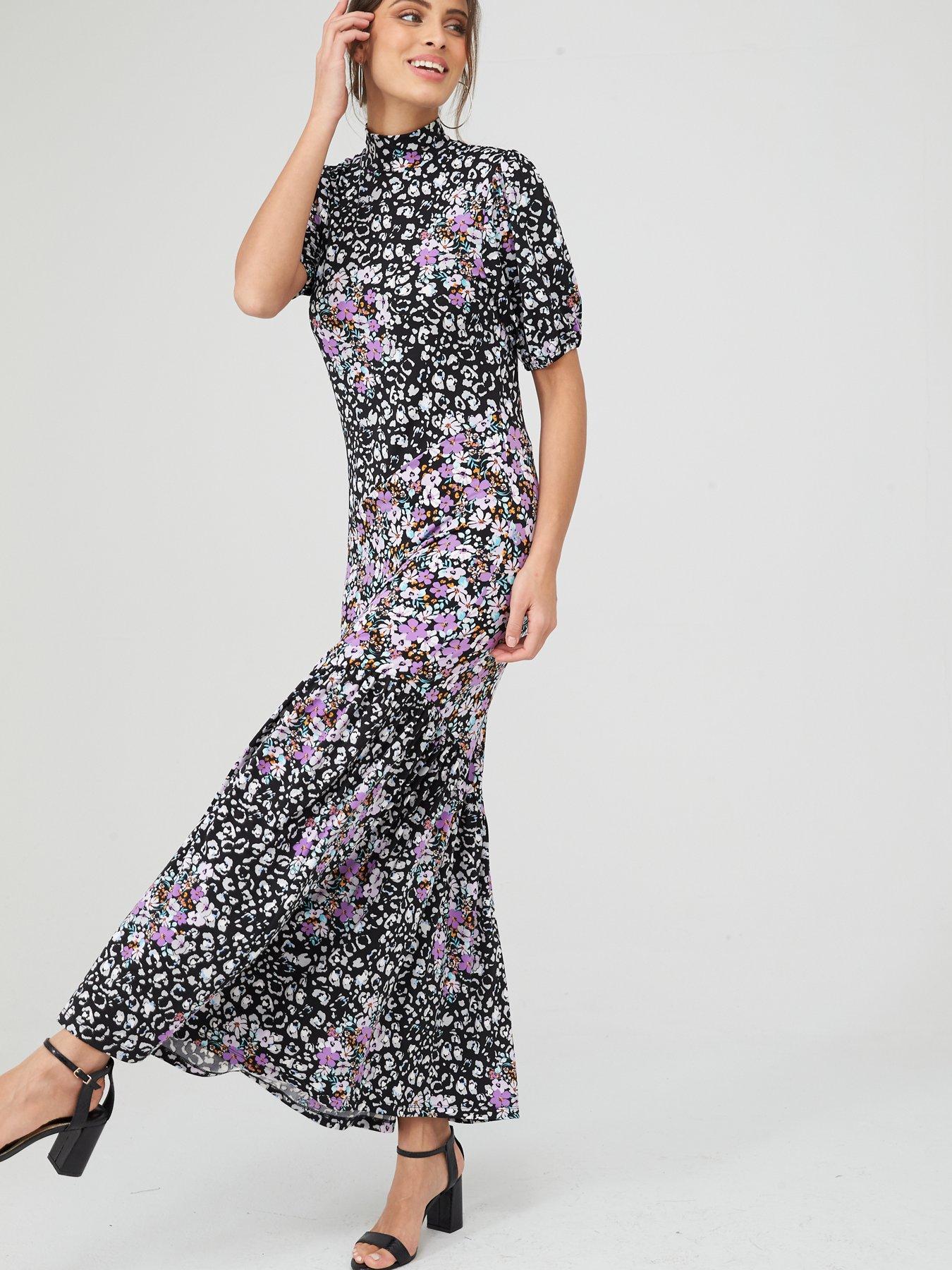 v by very mixed print midi dress