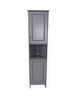Product photograph of Lloyd Pascal Devonshire Tall Corner Bathroom Cabinet - Painted Grey from very.co.uk