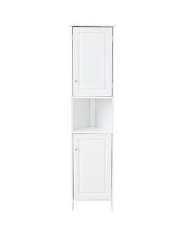 Product photograph of Lloyd Pascal Devonshire Tall Corner Bathroom Cabinet - White from very.co.uk