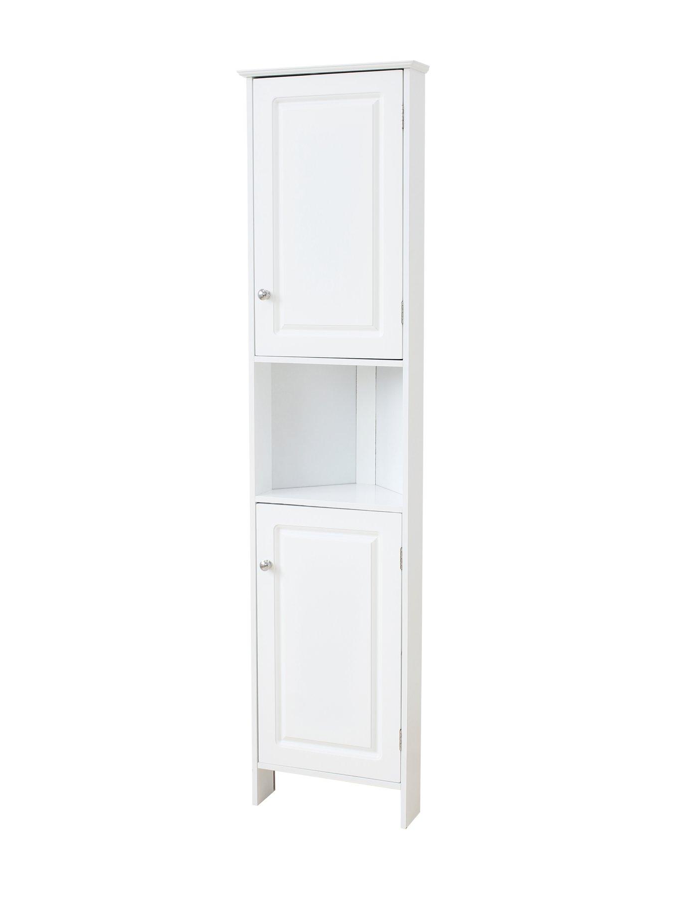 Tall corner clearance storage cabinet