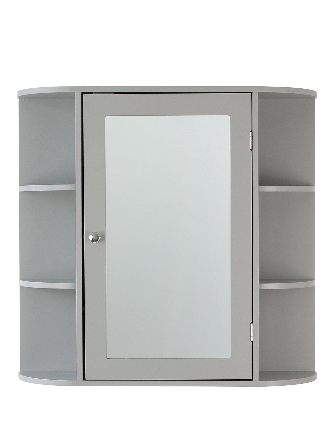 Product photograph of Lloyd Pascal Devonshire Mirrored Bathroom Wall Cabinet - Grey from very.co.uk