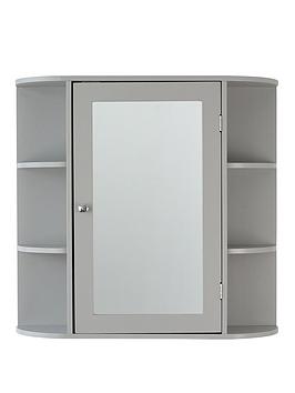 Lloyd Pascal Devonshire Mirrored Bathroom Wall Cabinet - Grey
