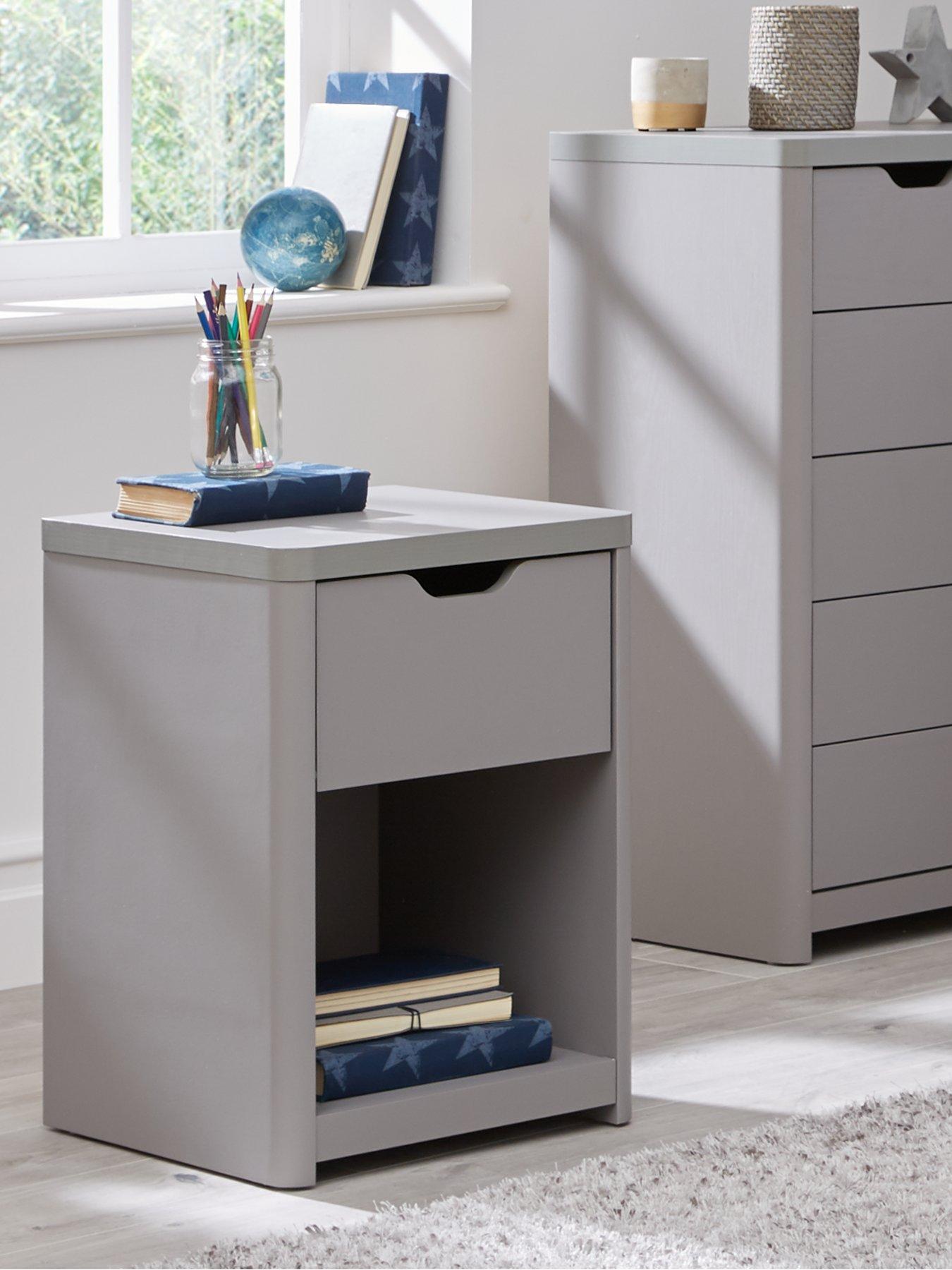 undefined Aspen 1 Drawer Bedside Chest - Grey Oak Effect