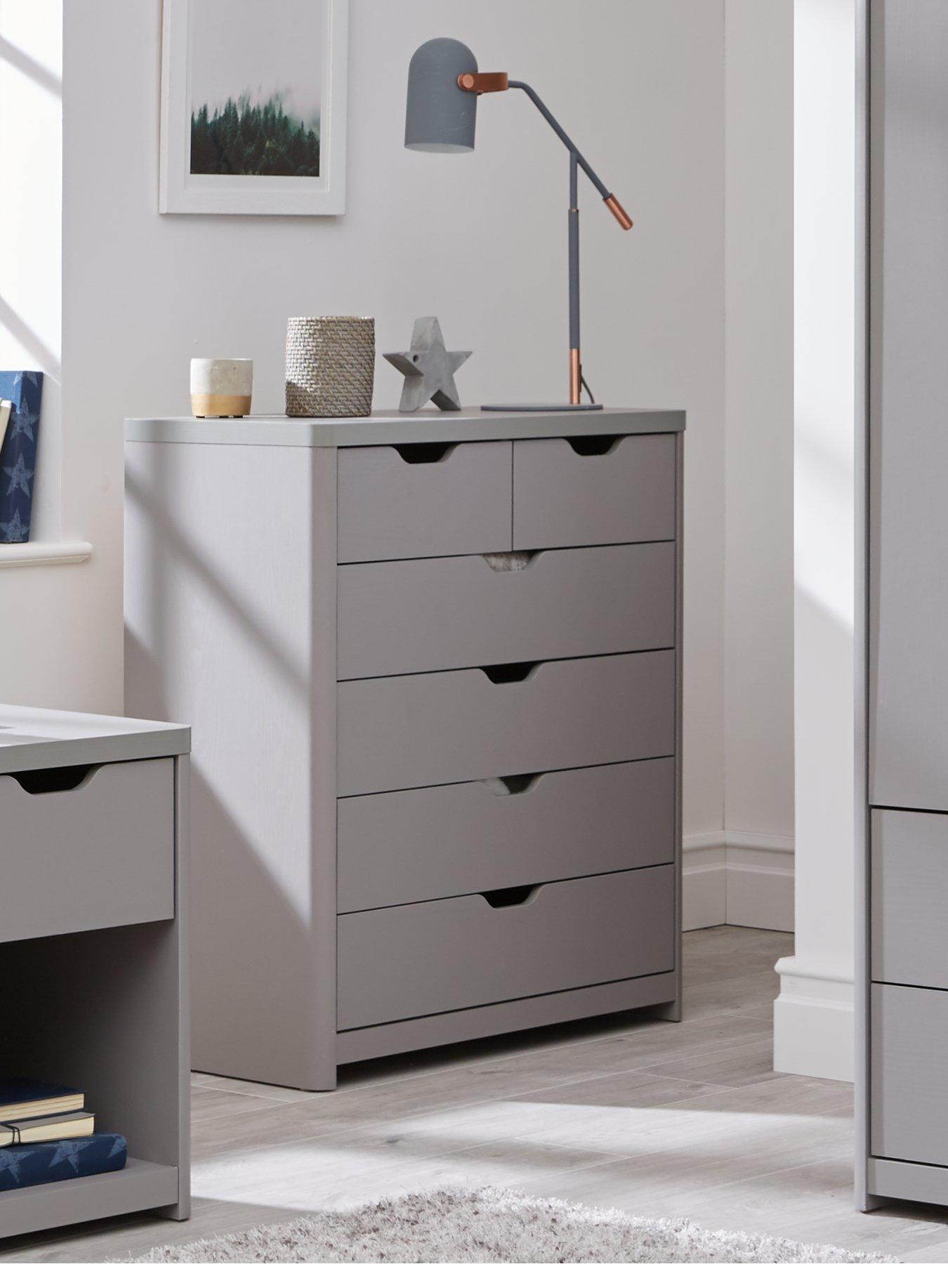 undefined Aspen 4 + 2 Drawer Chest - Grey Oak Effect