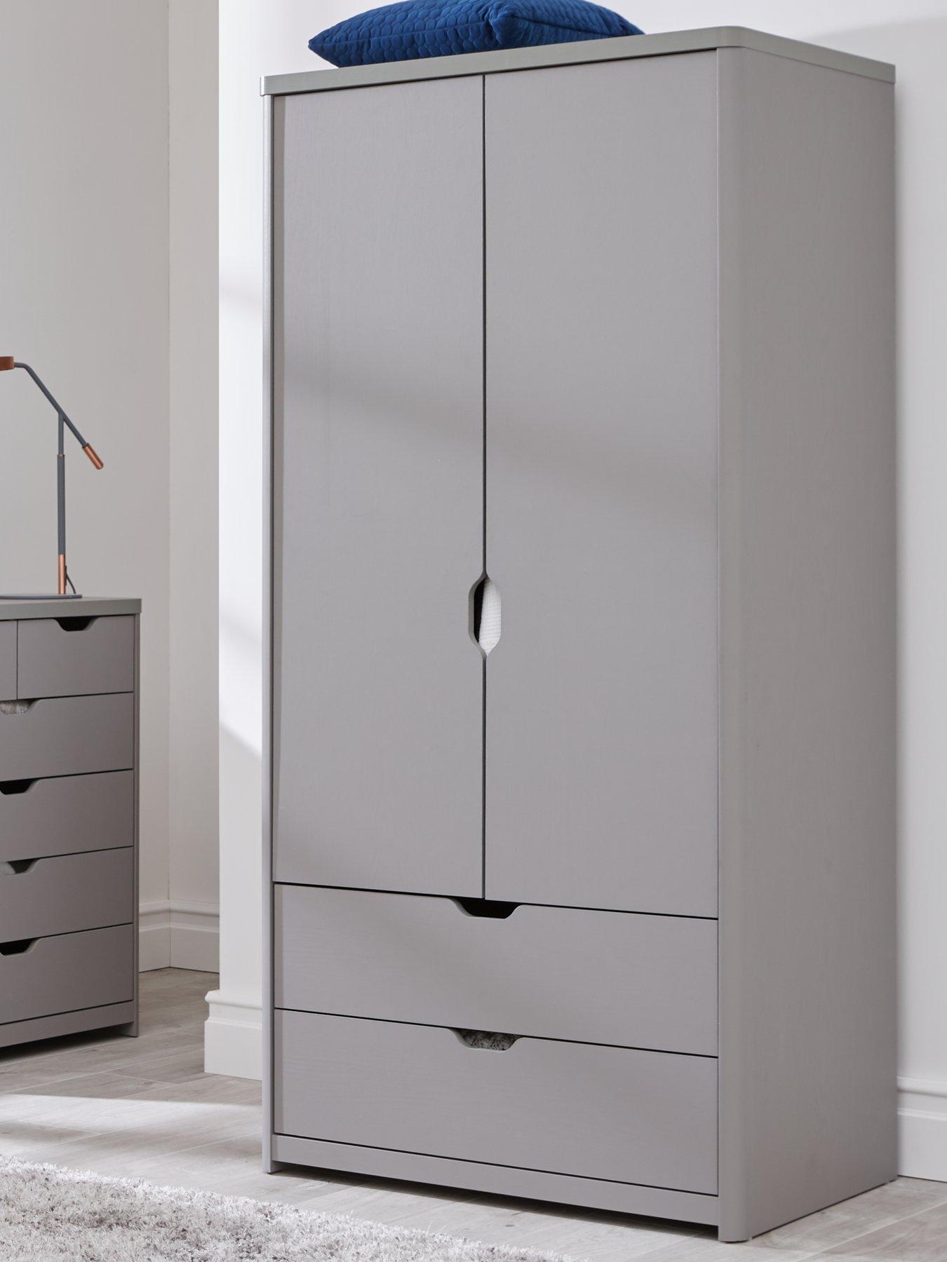 undefined Aspen 2 Door, 2 Drawer Wardrobe - Grey Oak Effect