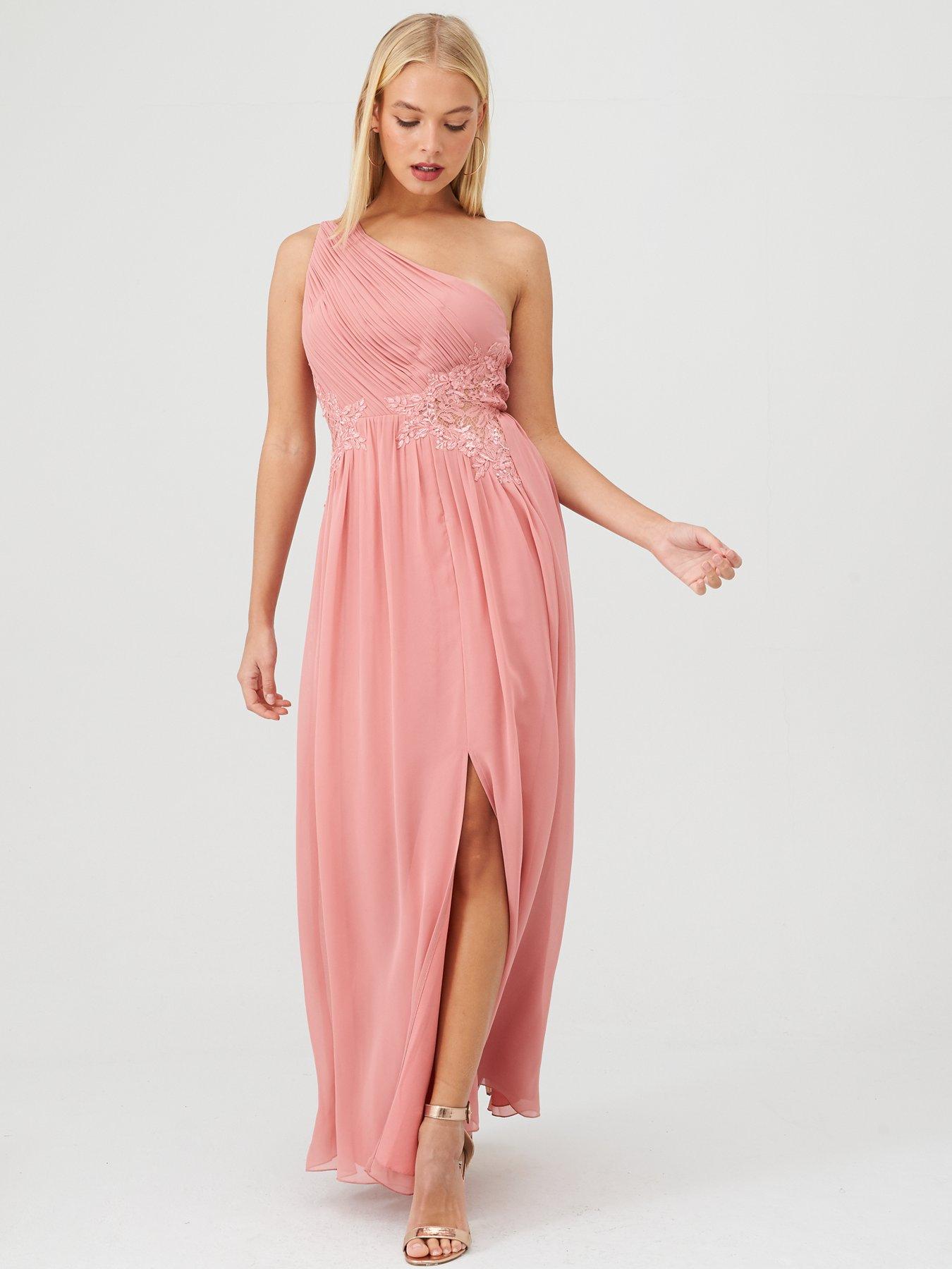 pink embellished bridesmaid dress
